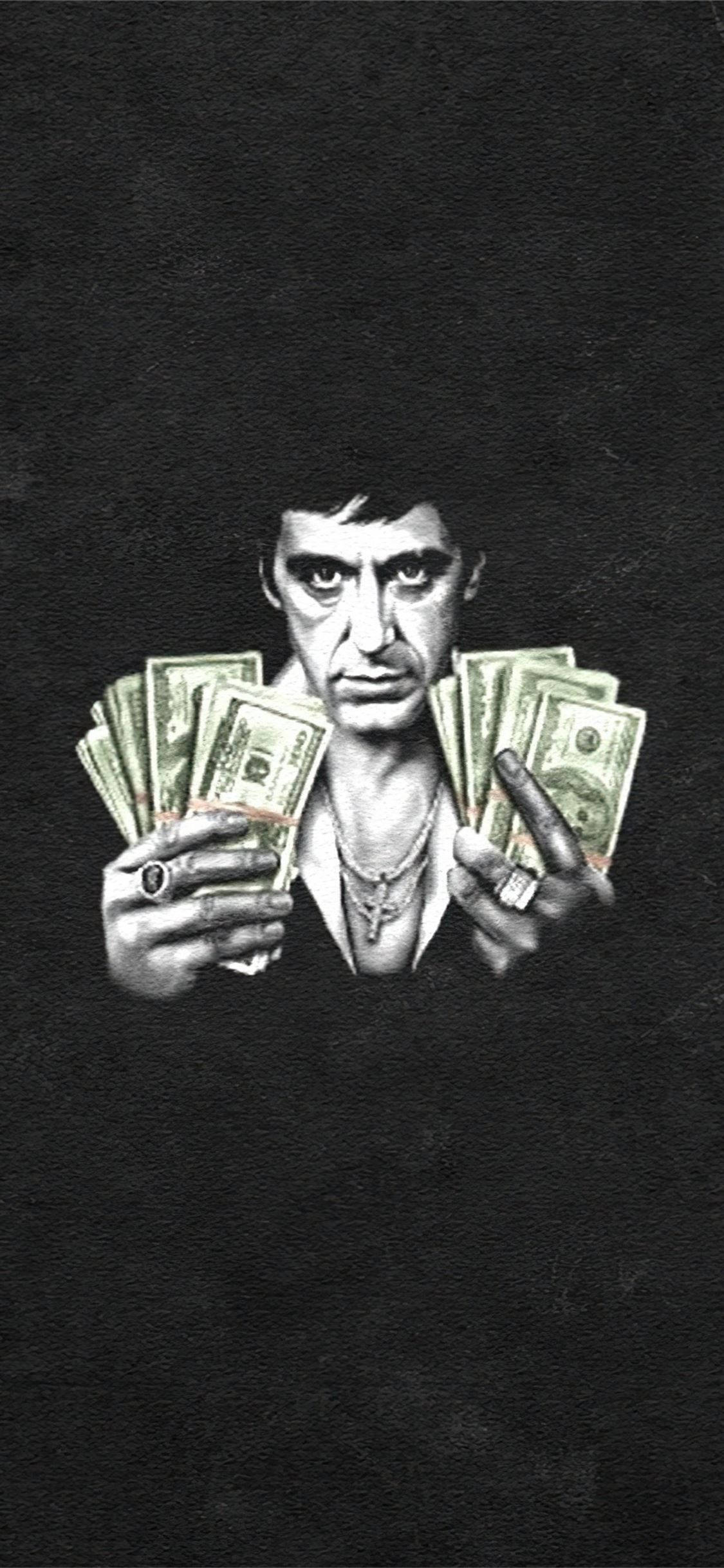 Al Pacino Scarface bunt med sedler Bakgrunner