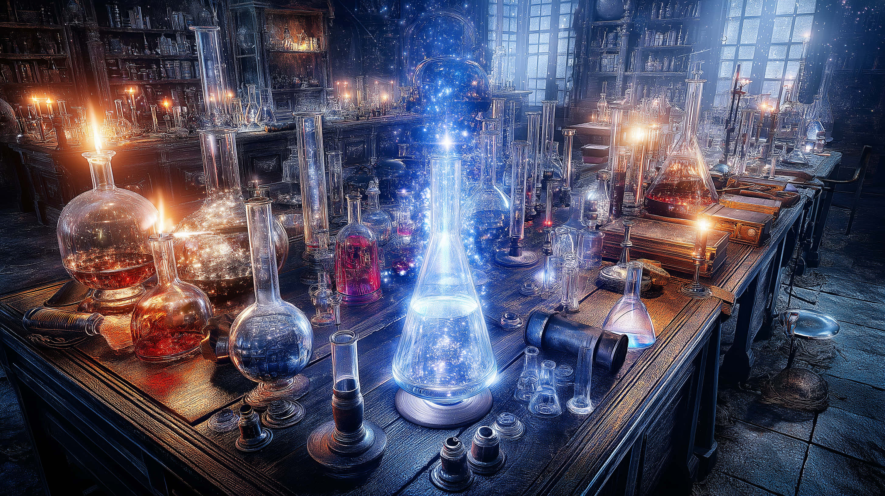 Alkymistens Lumina-laboratorium Bakgrunner