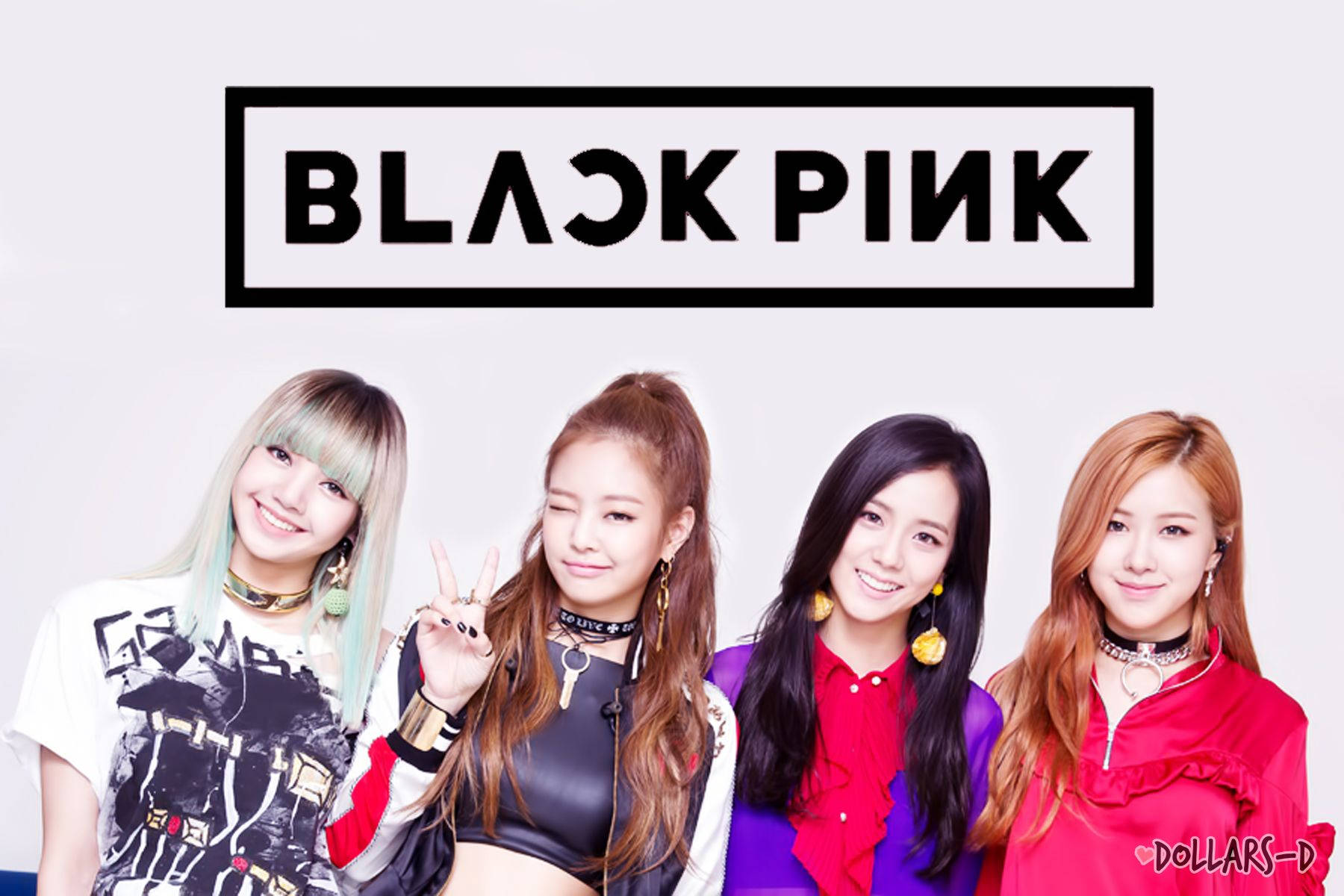 Alle fire medlemmene av K-Pop-gruppen Blackpink, Jisoo, Jennie, Rosé og Lisa, ser stilige og selvsikre ut. Bakgrunner