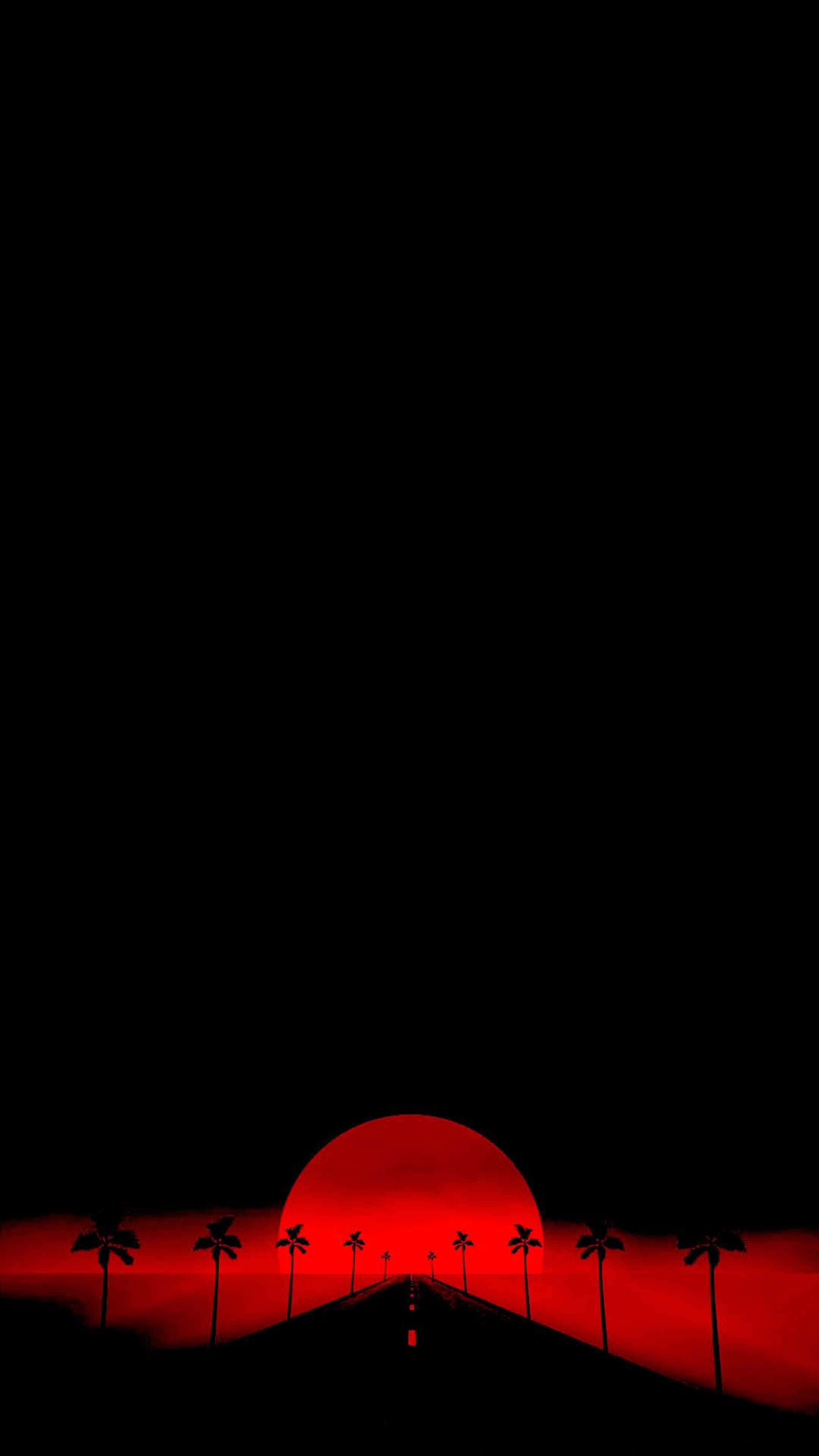 AMOLED-bakgrunn rød sol vei Bakgrunner