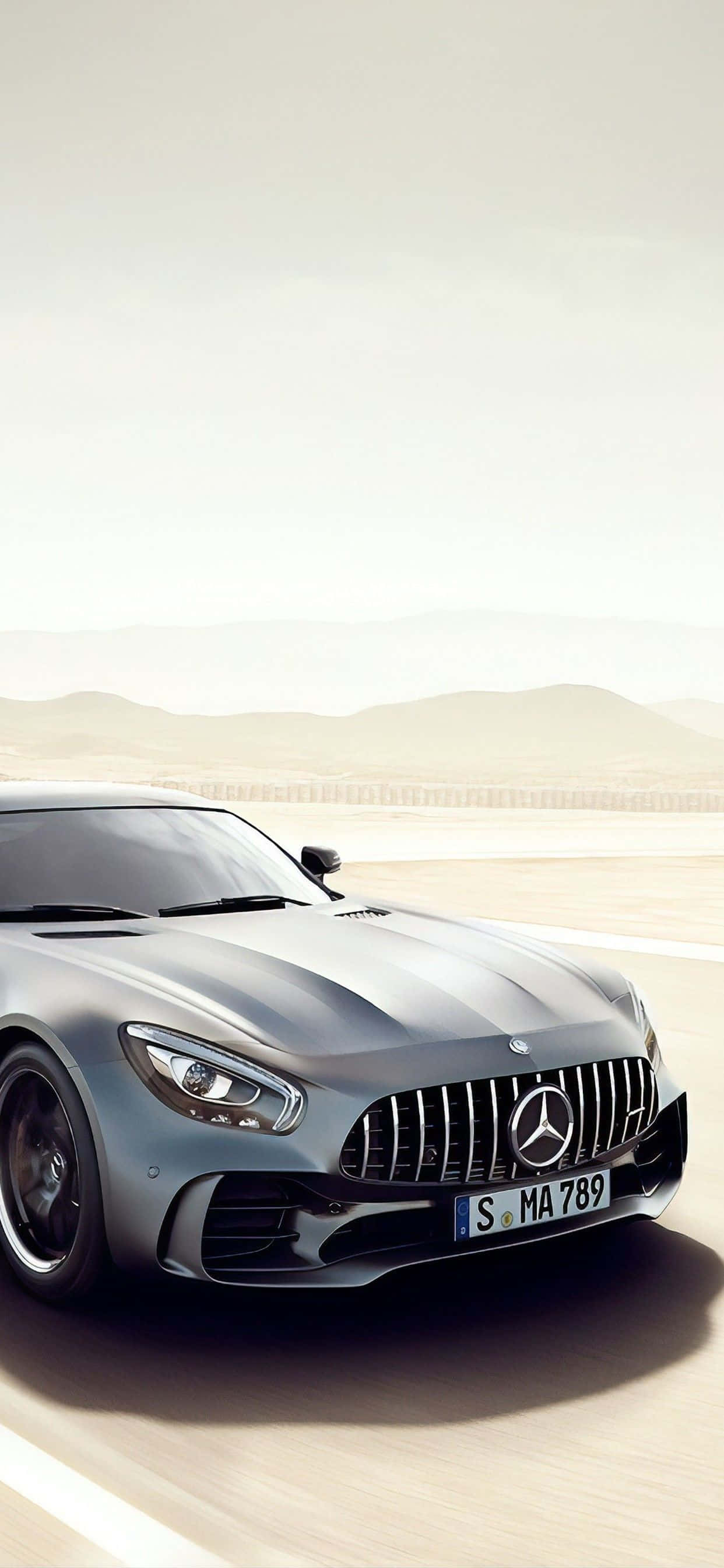 Android Grå Amg Gt-r Fjellsilhuett Bakgrunn Bakgrunner