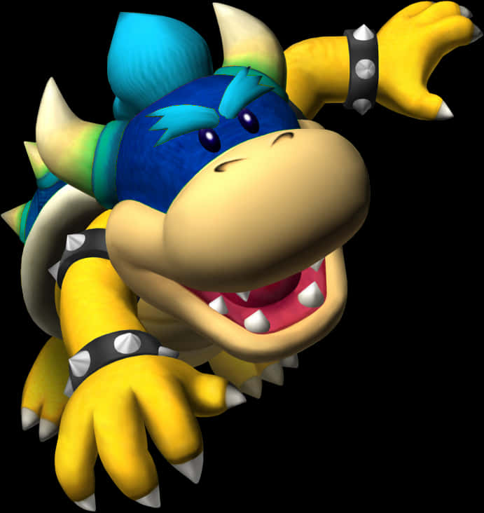 Animasjon av blåhåret Bowser-figur Bakgrunner