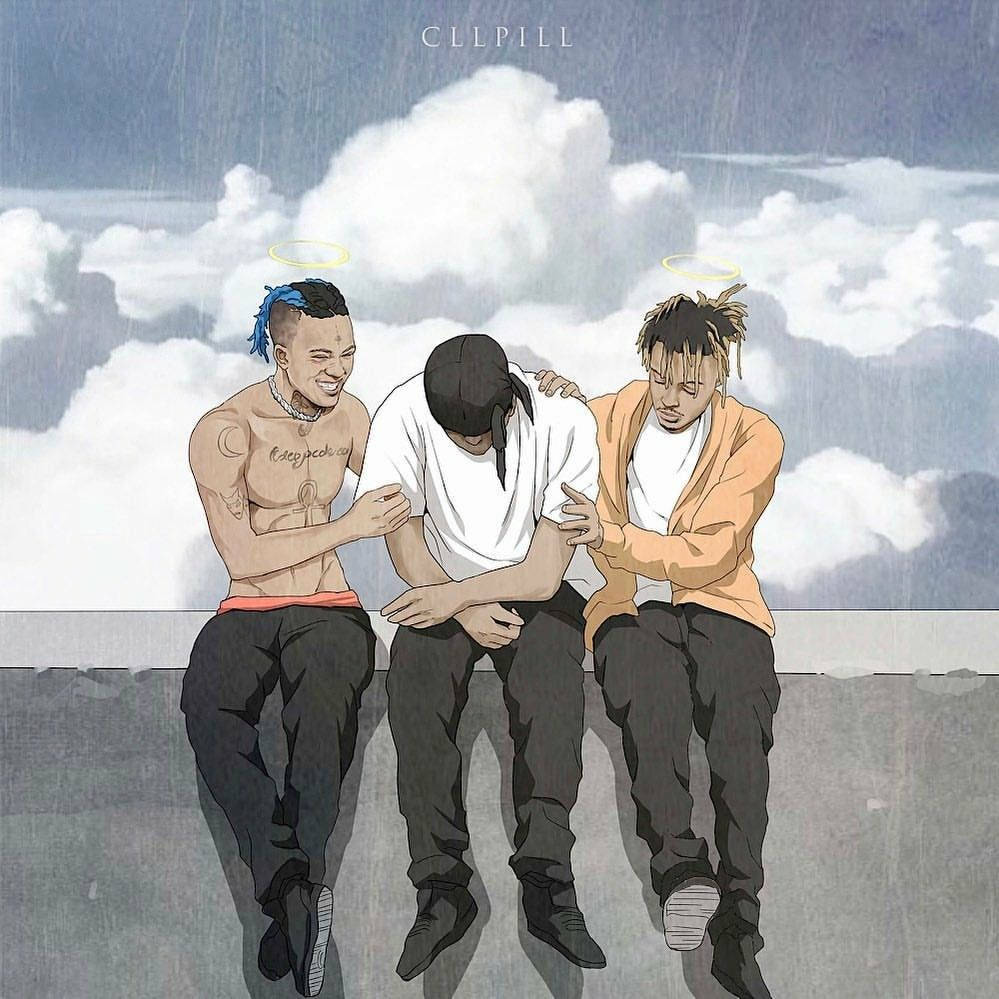 Animasjon av Juice Wrld som henger med venner Bakgrunner