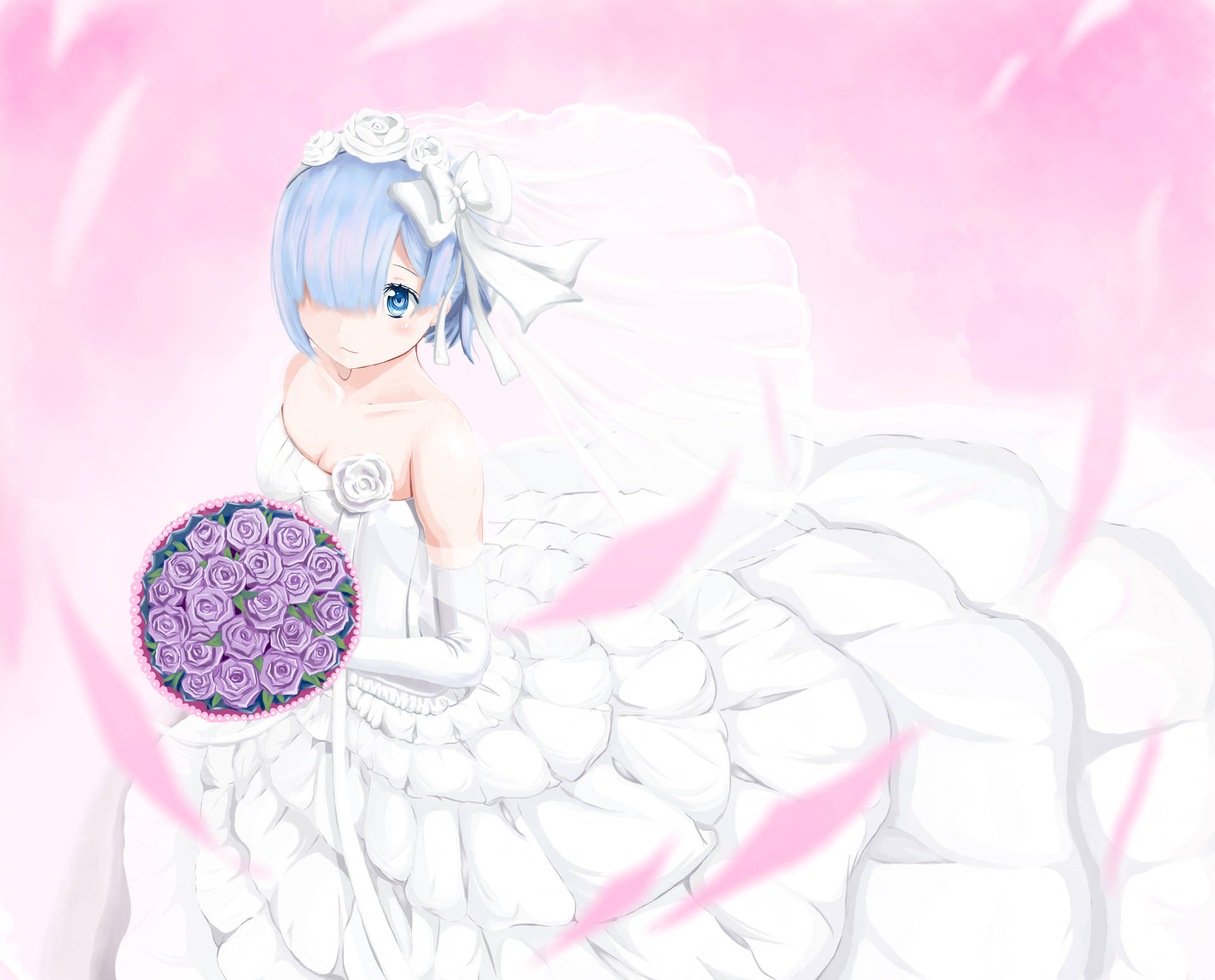 Anime 4k Rem brudekjole bakgrunnsbilde