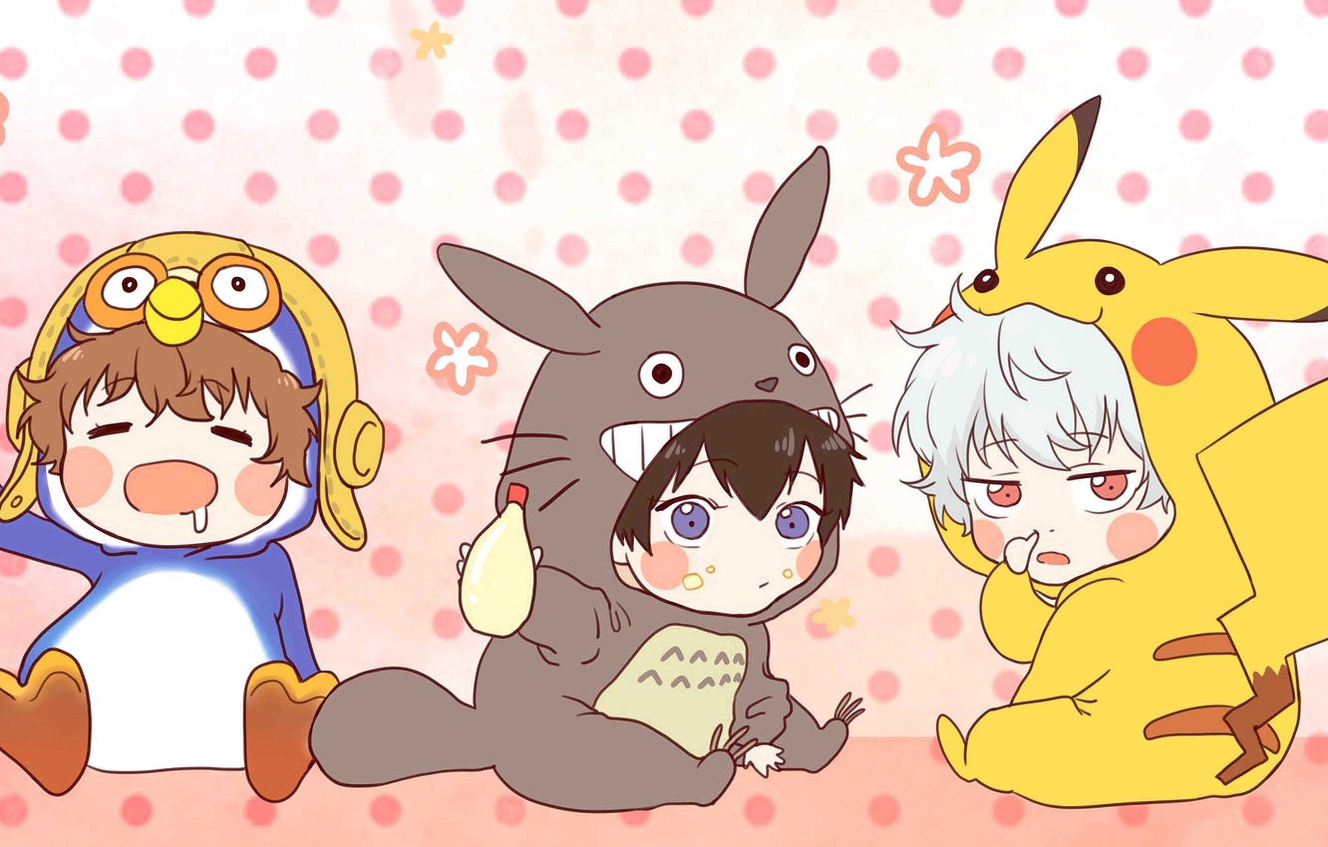 Anime-barn i Pikachu-kosedress Bakgrunner