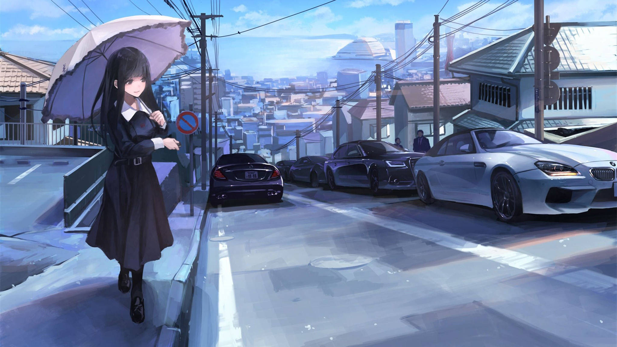 Anime-biler som cruiser nattestid Bakgrunner