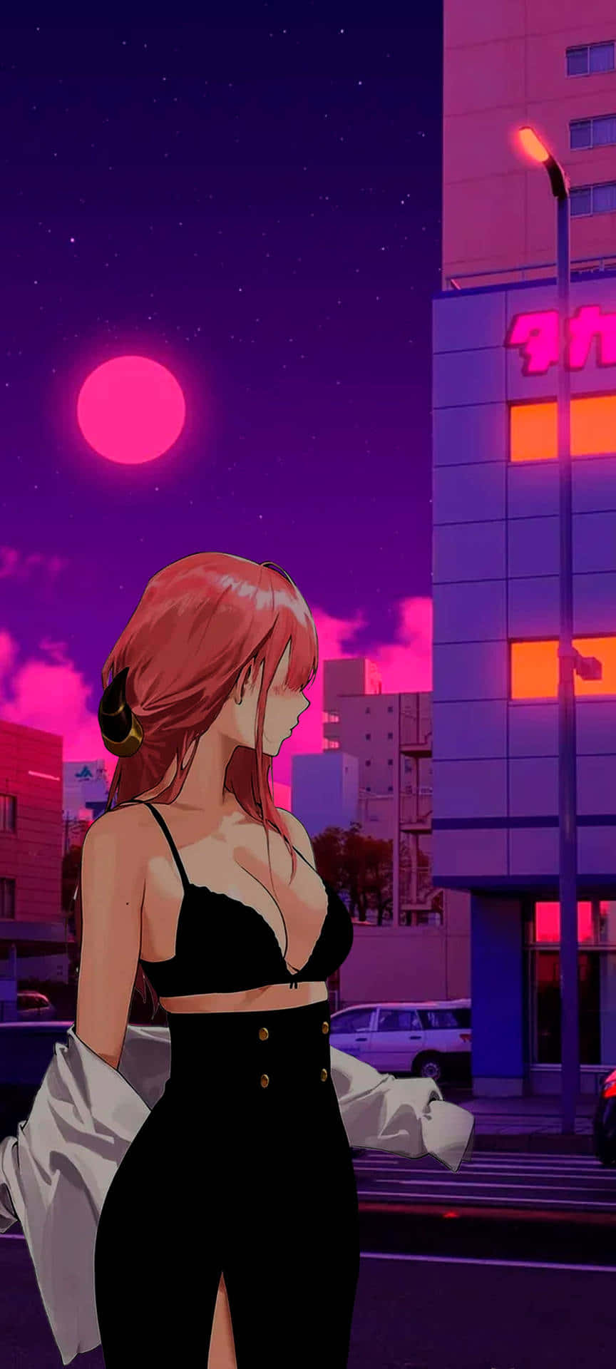 Anime-bygning i vaporwave-stil Bakgrunner