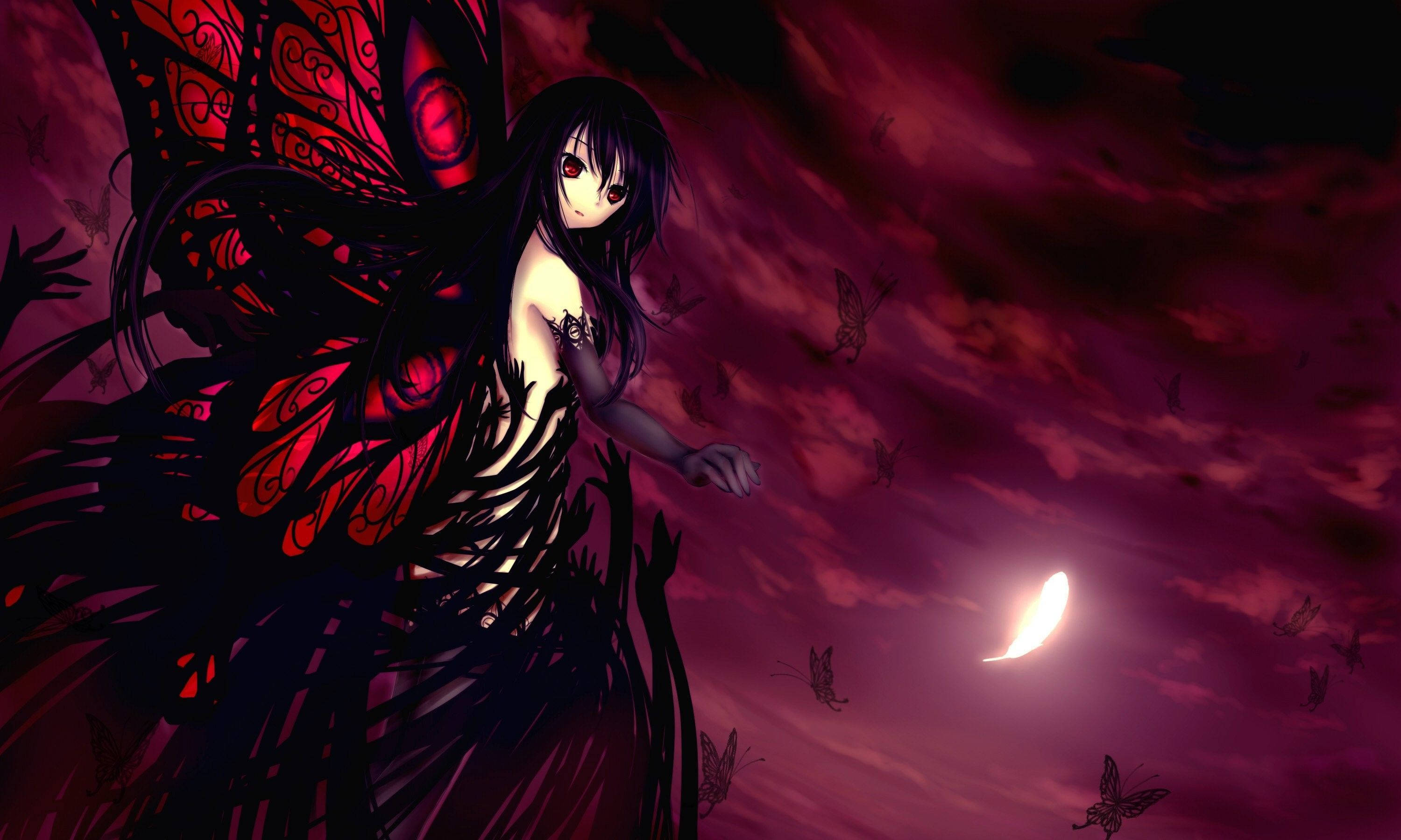 Anime Demon Gotisk Sommerfugl Bakgrunner