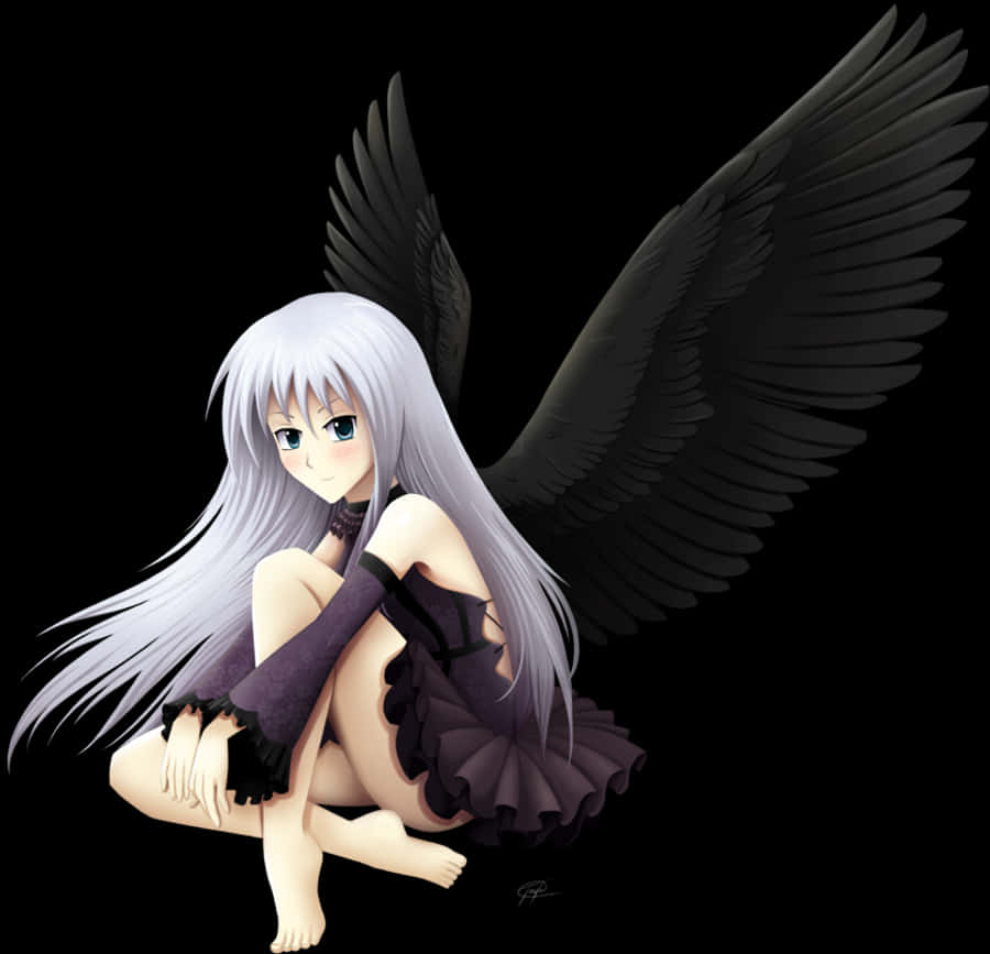 Anime Engel med svarte vinger Bakgrunner