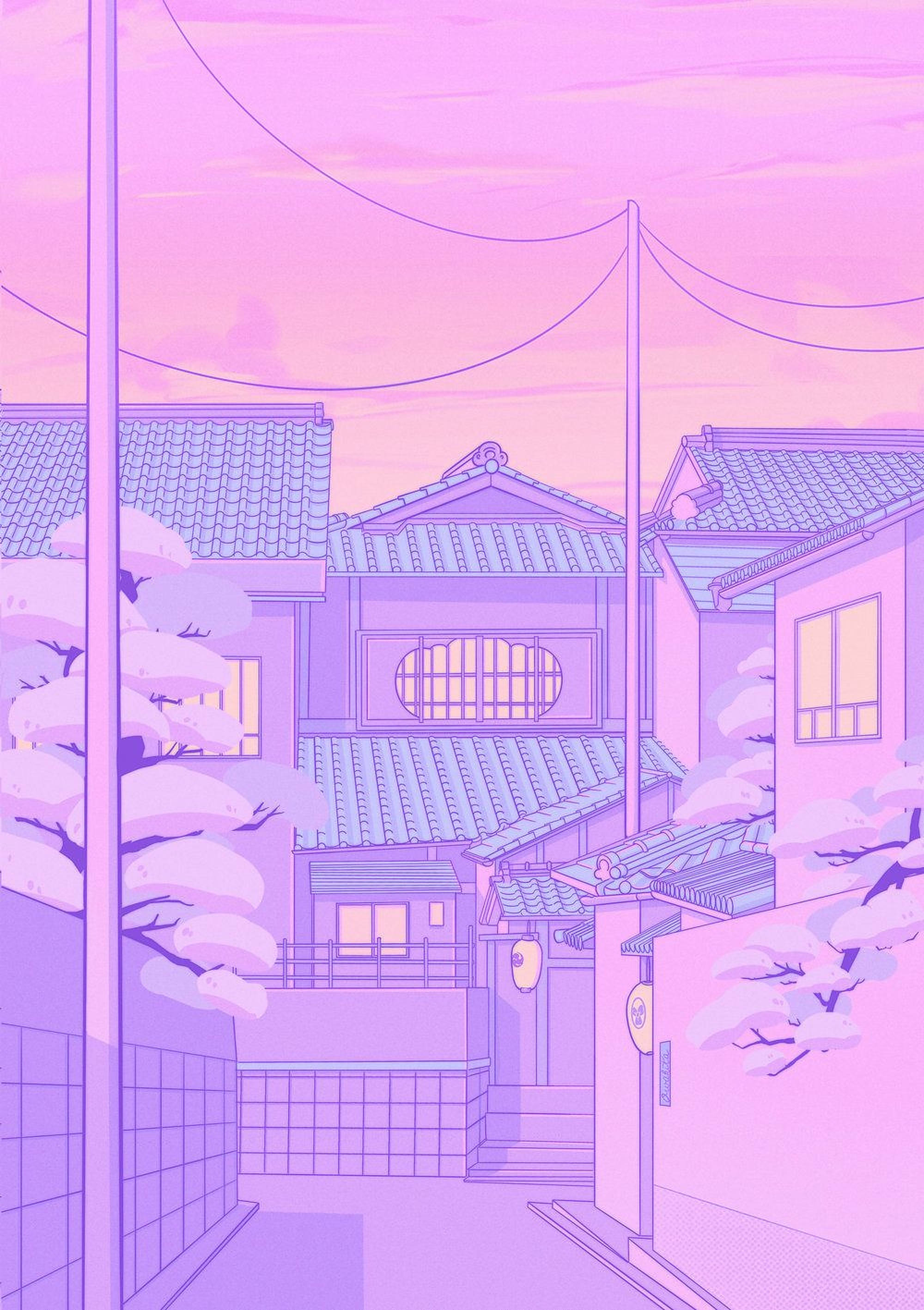 Anime Gate Pastellhimmel Bakgrunn Bakgrunner