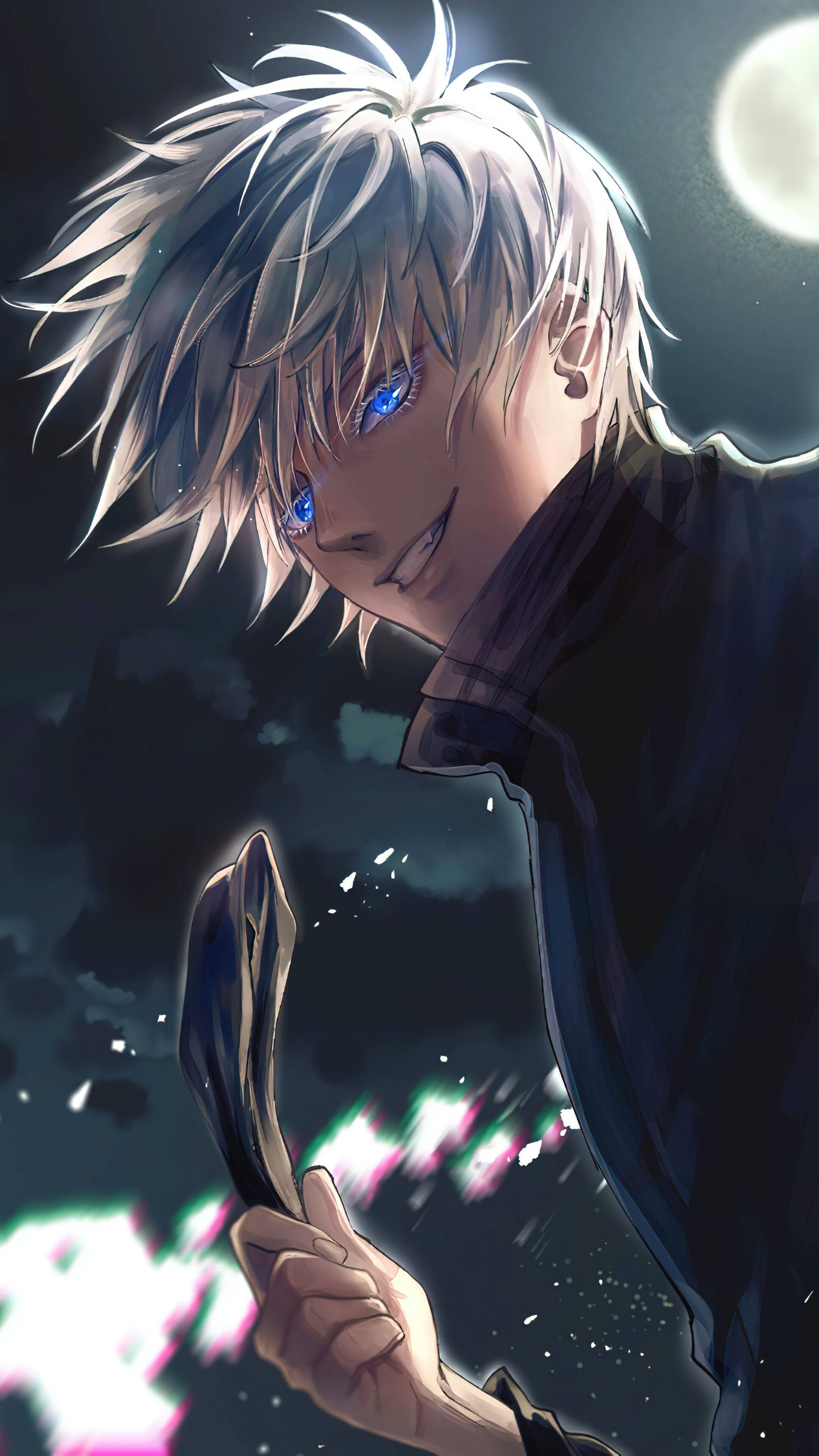 Anime-gutt med hvitt hår og kul stil Bakgrunner