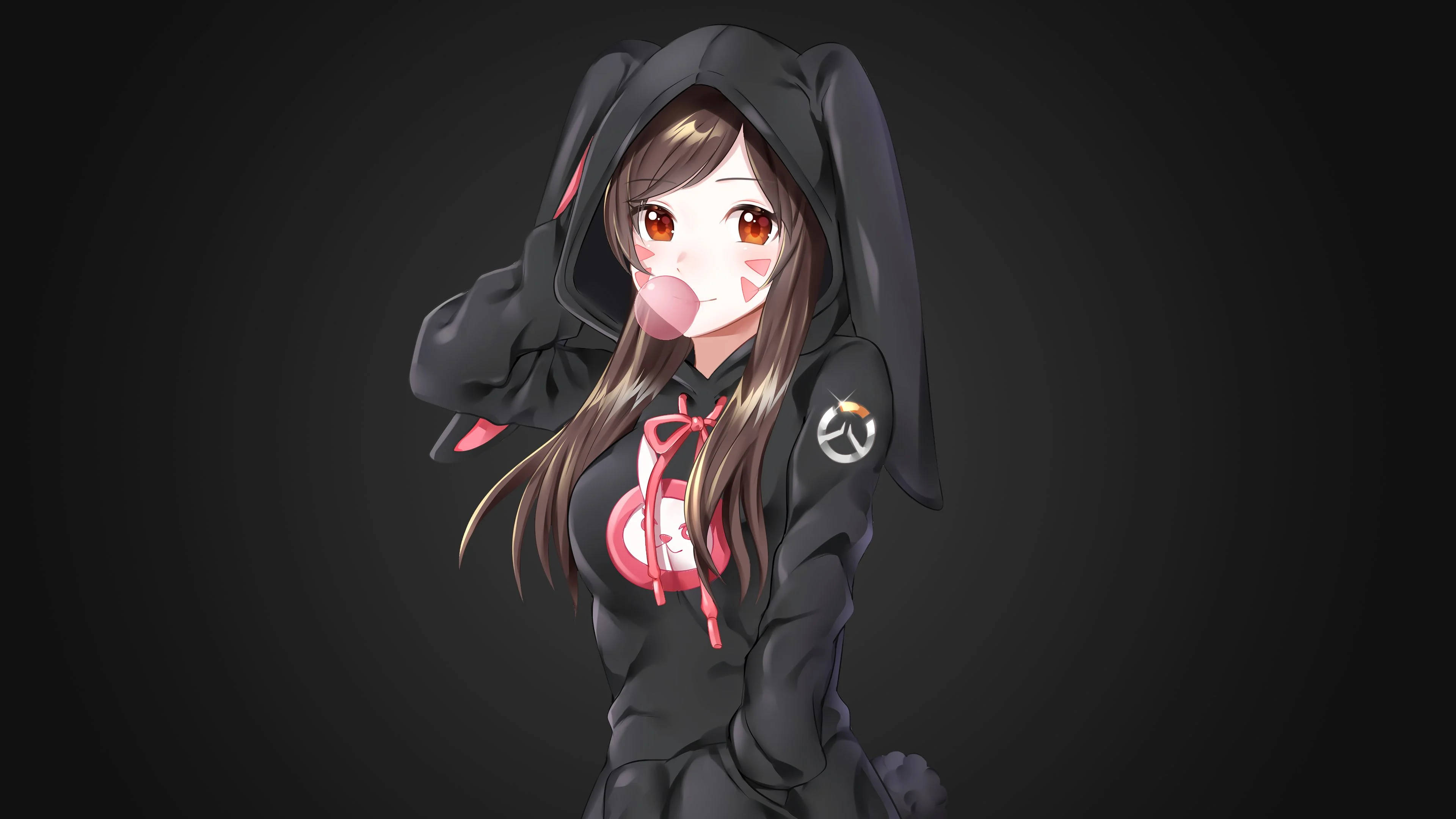 Anime-jente hettegenser D.Va Bakgrunner