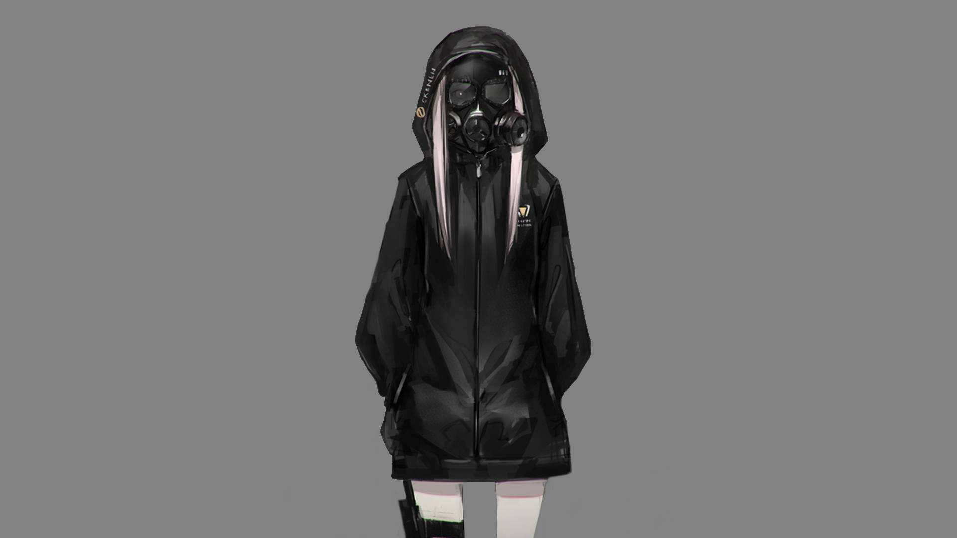 Anime-jente med hettegenser og maske i svart Bakgrunner