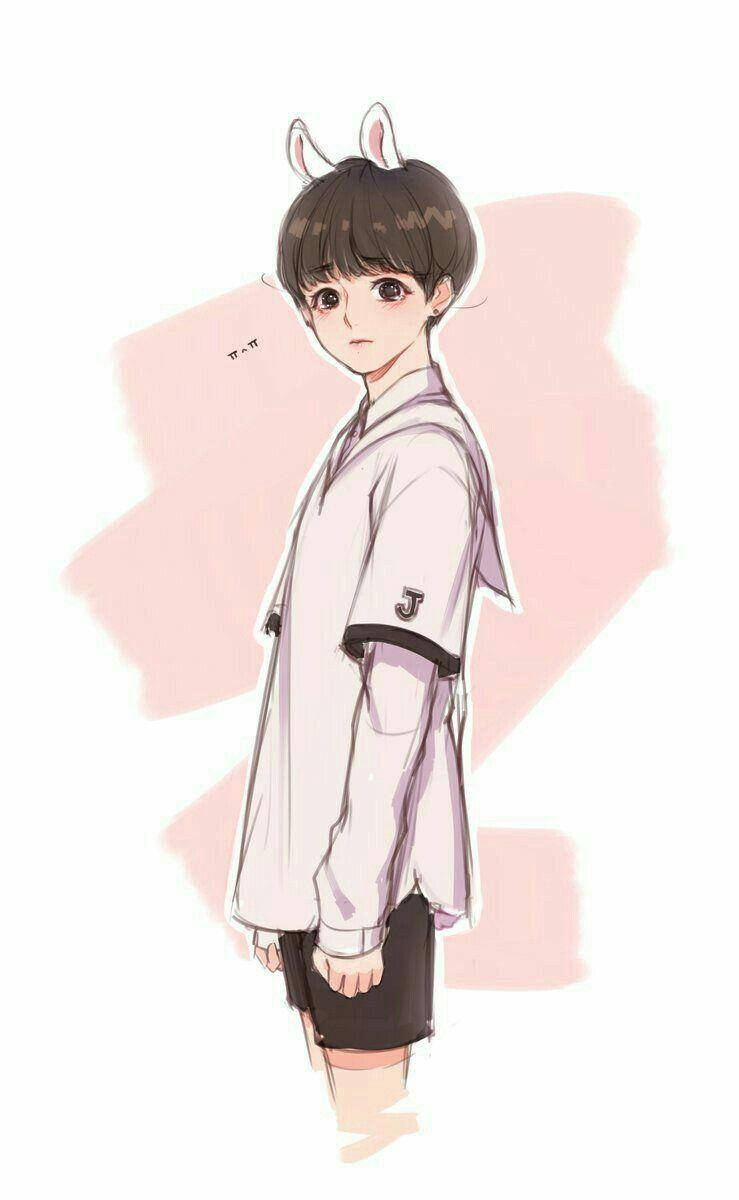 Anime Jungkook Rosa Aesthetic Telefon Bakgrunner