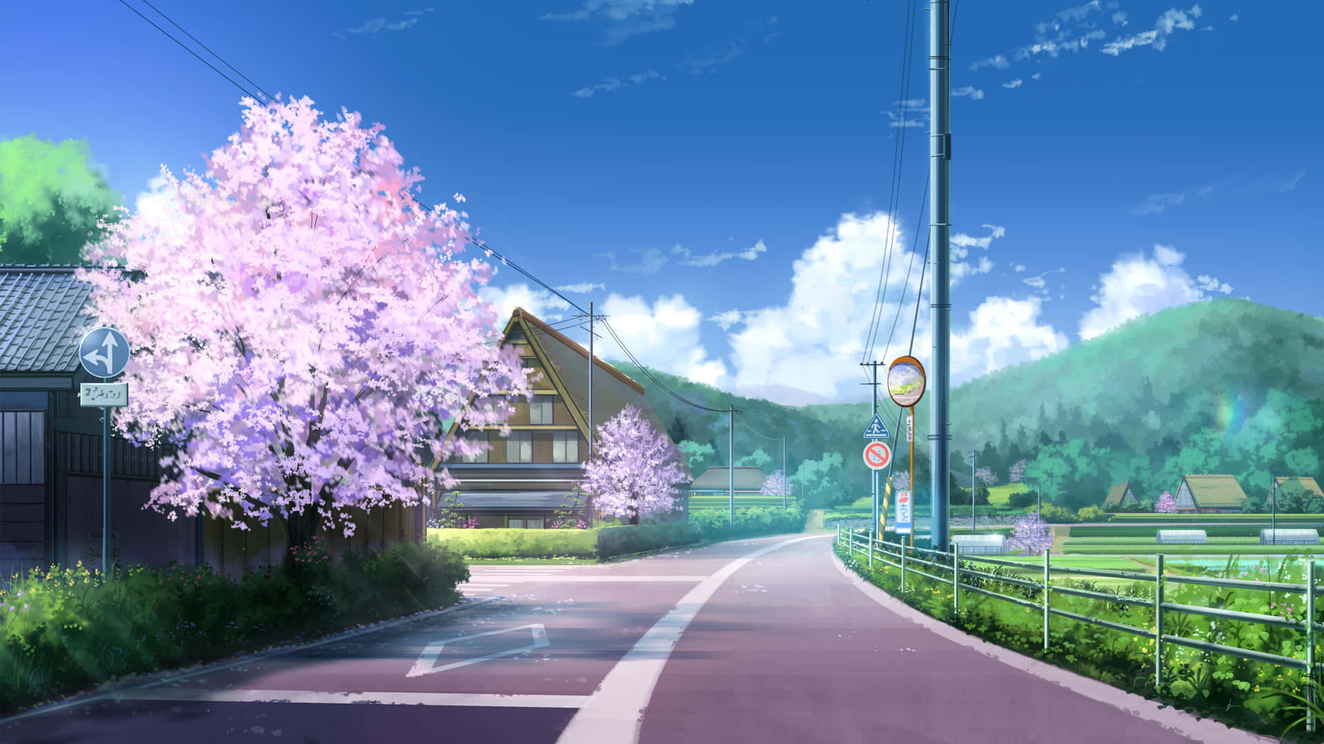 Anime-kirsebærblomster bakgrunn