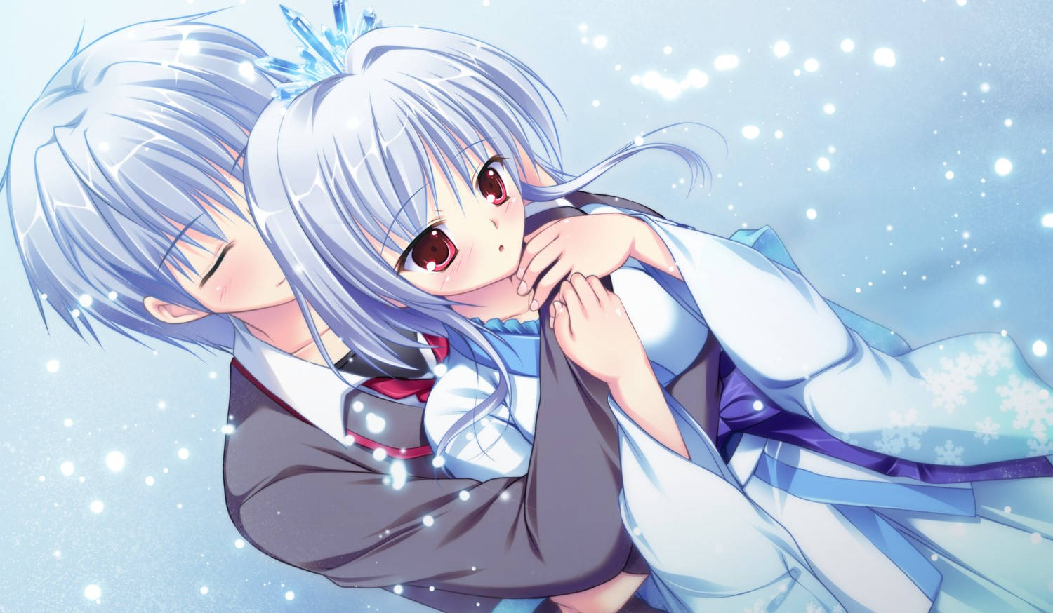 Anime-klem av blåhåret par Bakgrunner