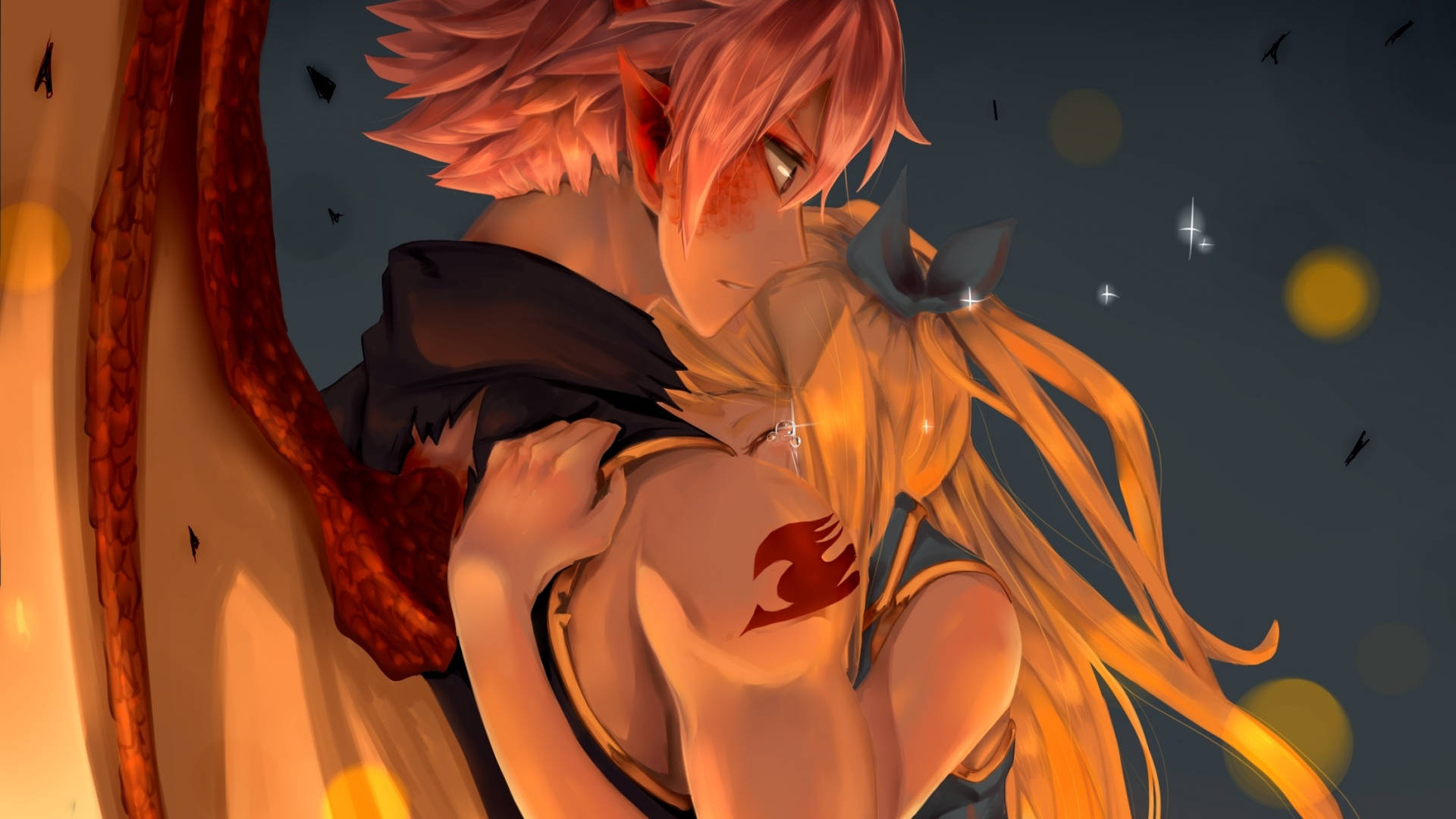 Anime klem Natsu og Lucy Bakgrunner