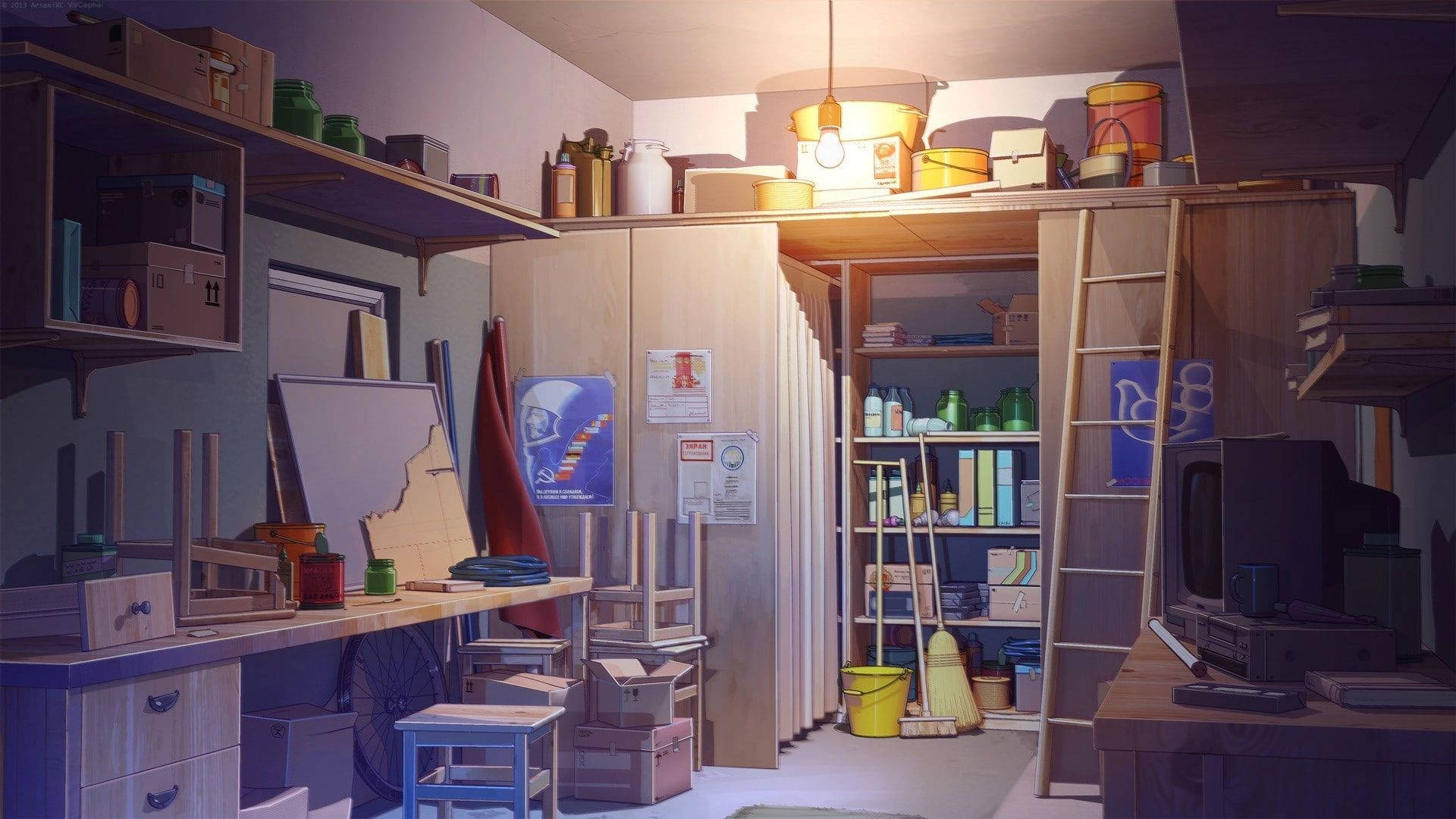 Anime-lagerrom Bakgrunner