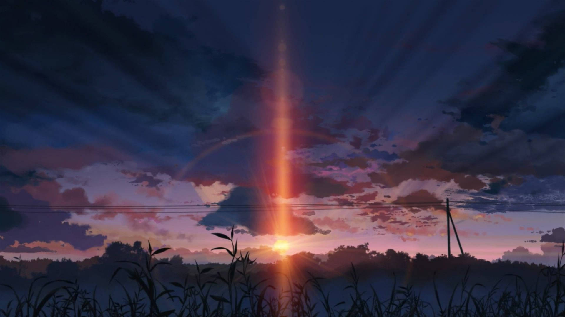 Anime landskap mørk solnedgang Bakgrunner