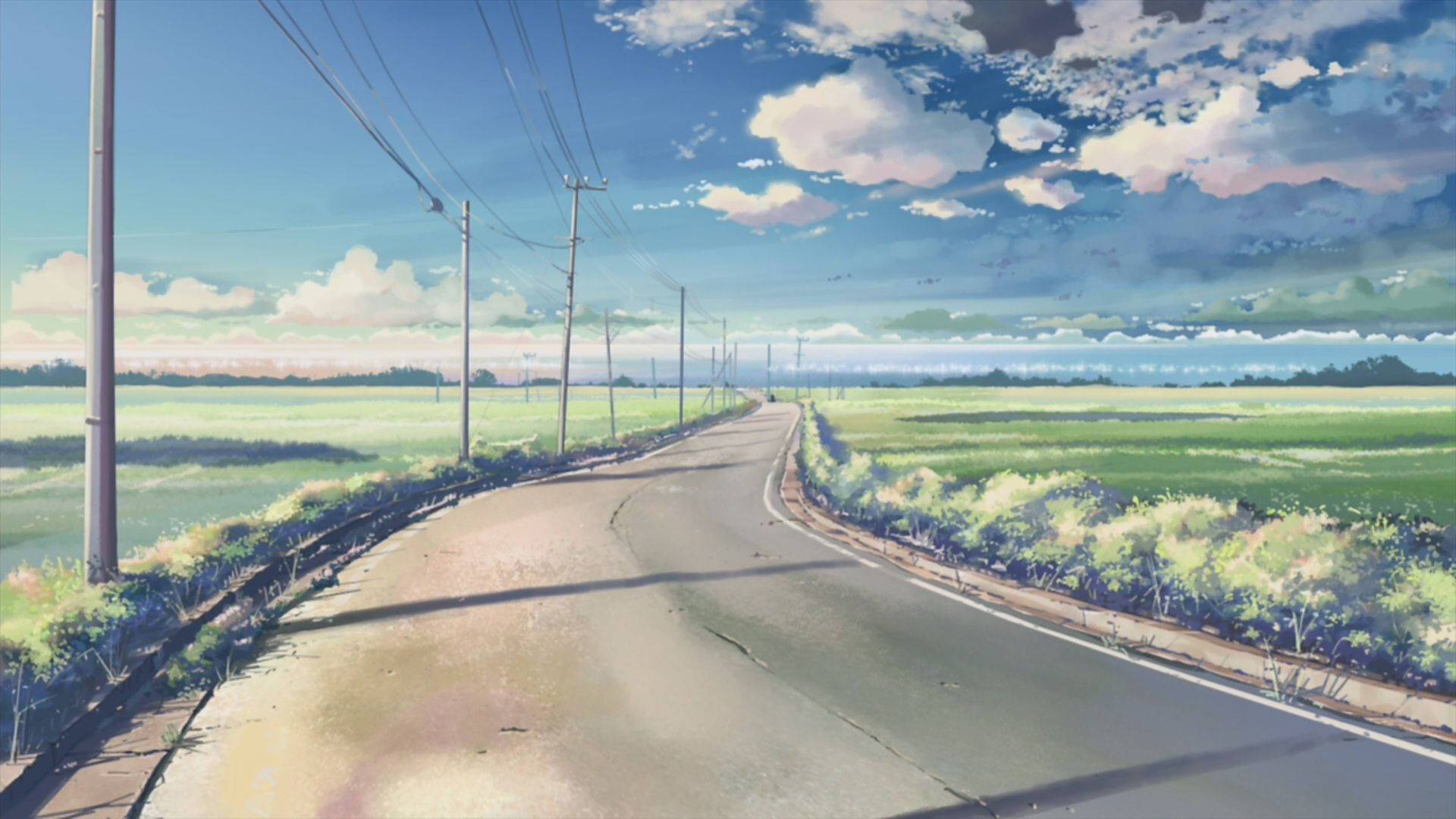 Anime-landskap med landevei Bakgrunner