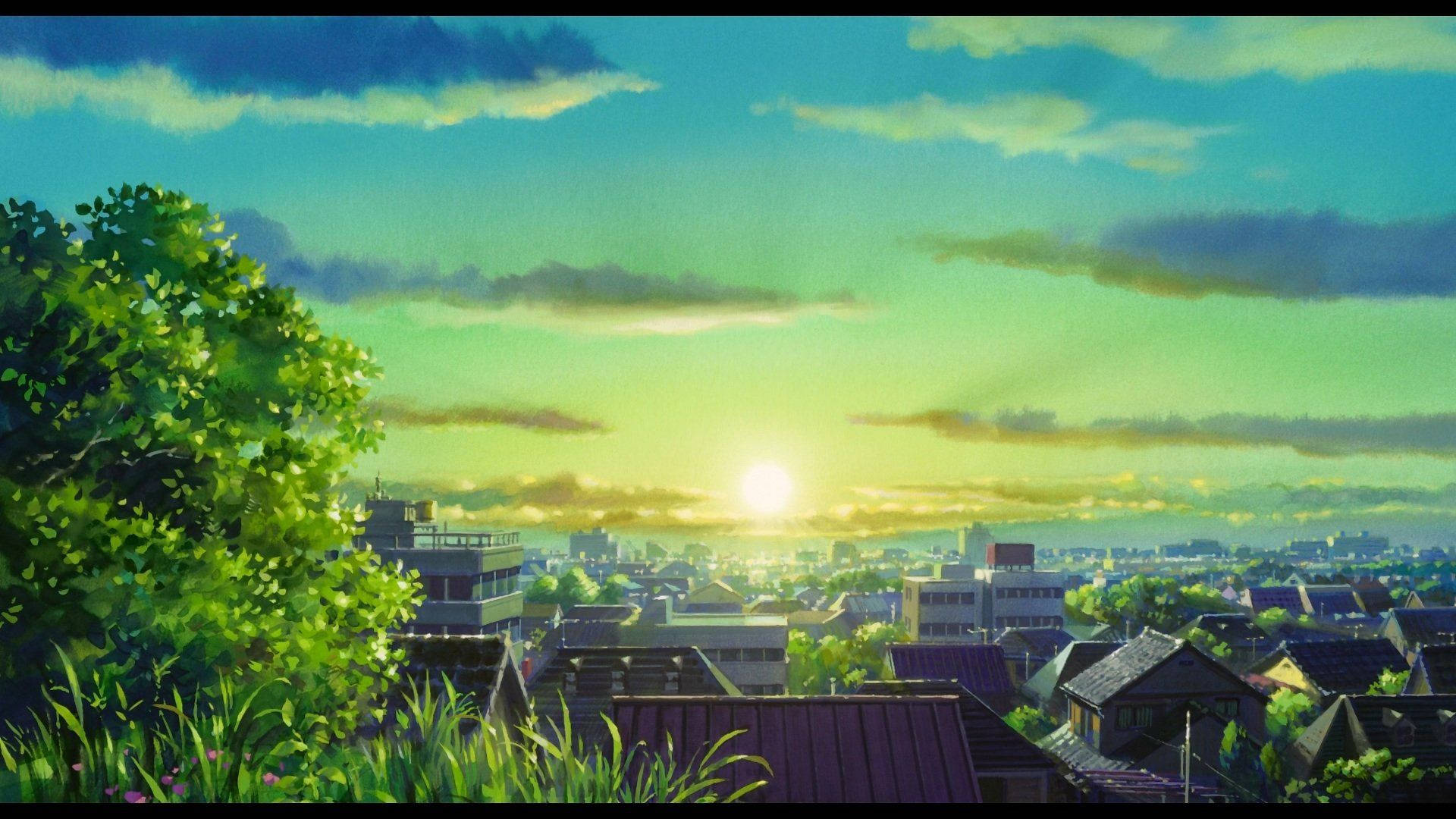 Anime Landskap Soloppgang Bakgrunner