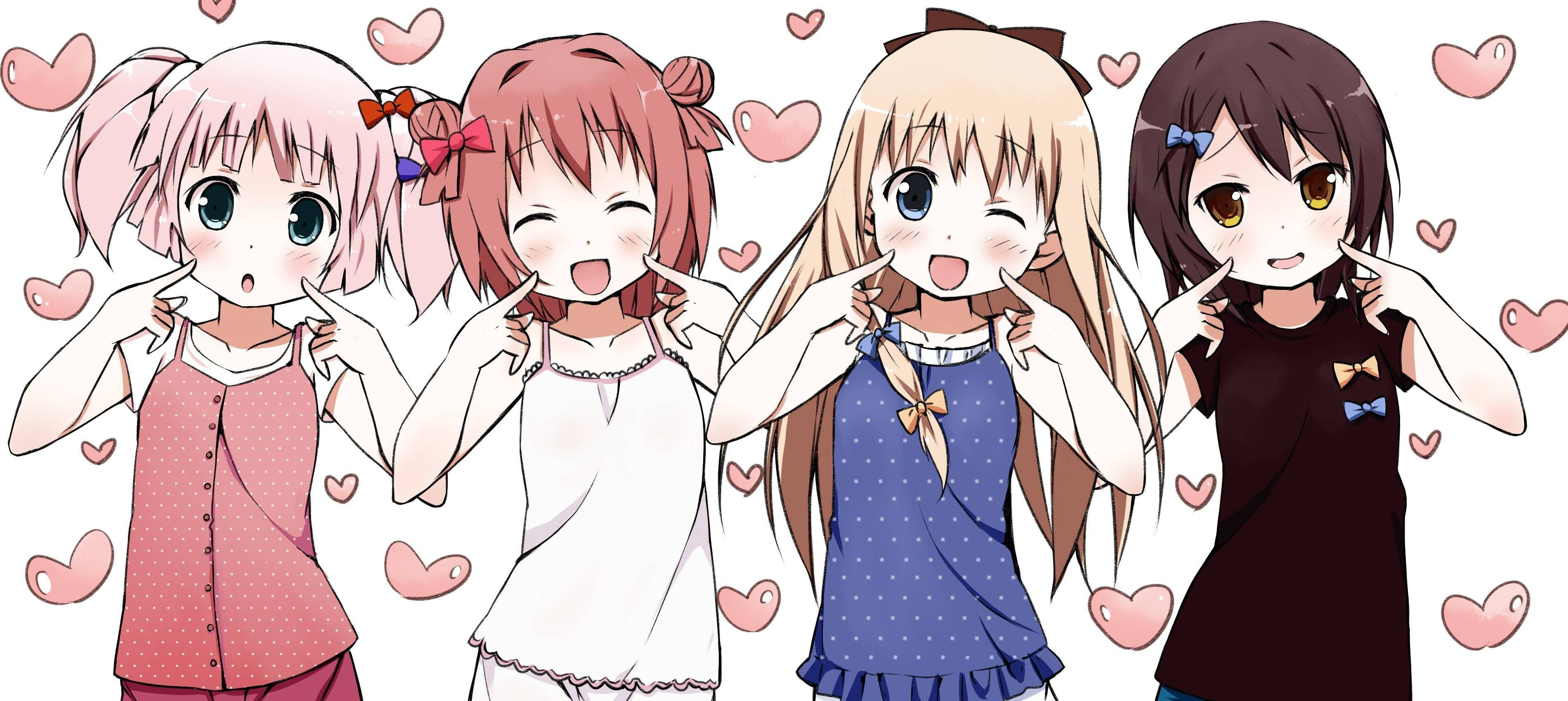 Anime Lesbisk Rosa Hjerter Bakgrunner