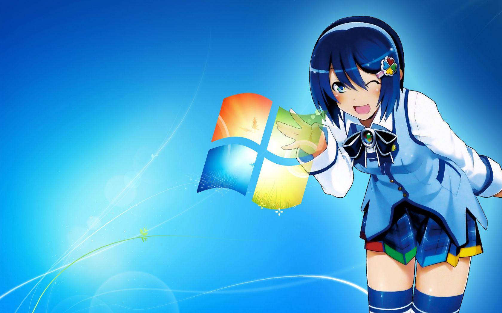 Anime Meme PFP Microsoft Blå Jente Bakgrunner