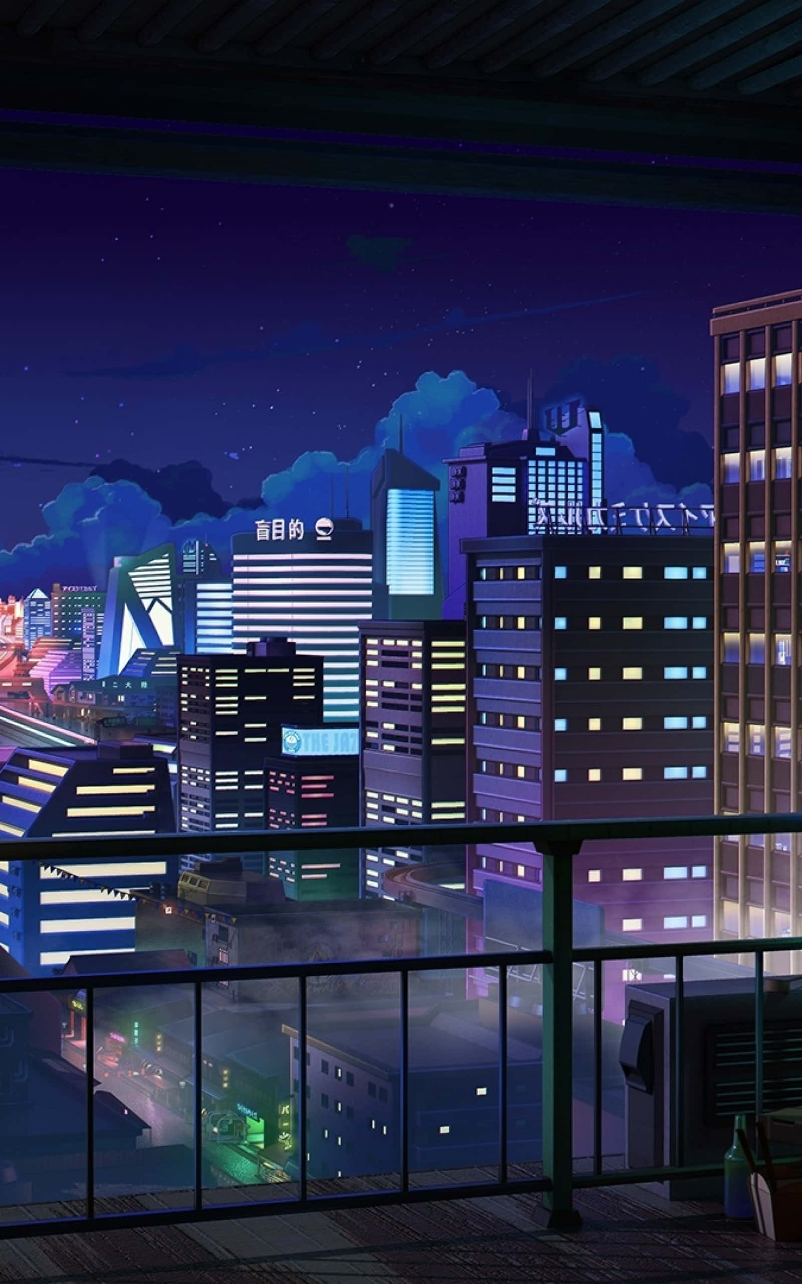Anime nattbygninger Bakgrunner