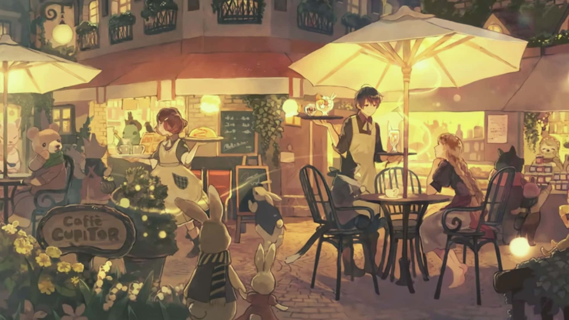 Anime Open Cafe Bakgrunn Bakgrunner