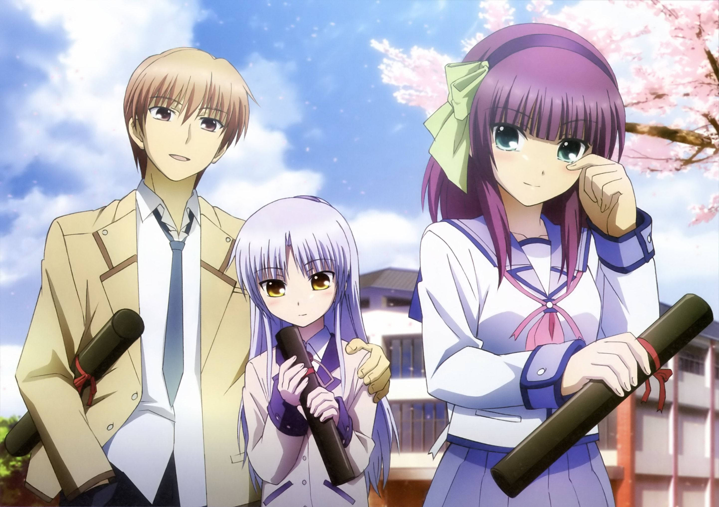 Anime-par Angel Beats Bakgrunner
