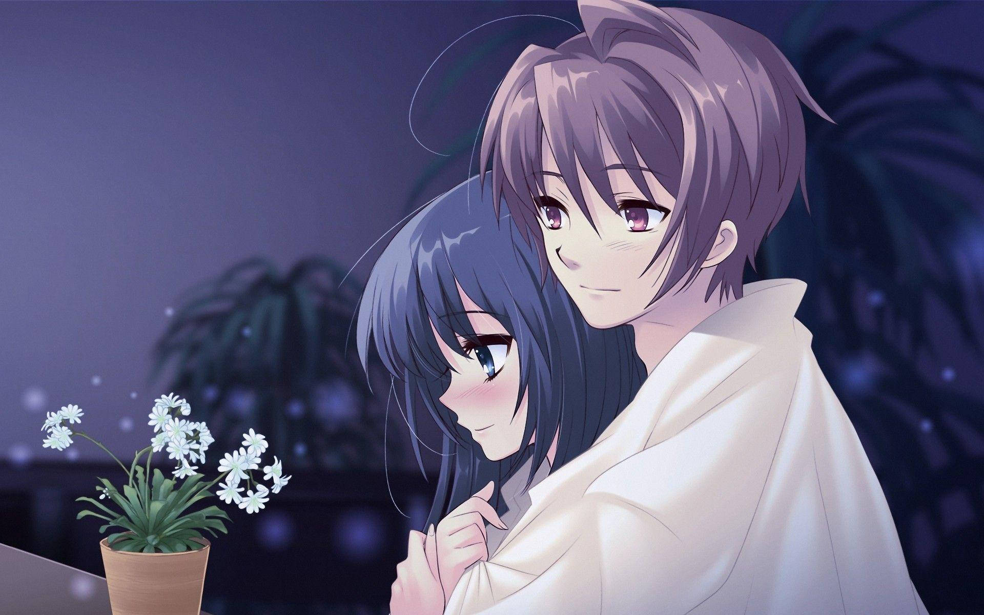 Anime-par i klem under teppe Bakgrunner