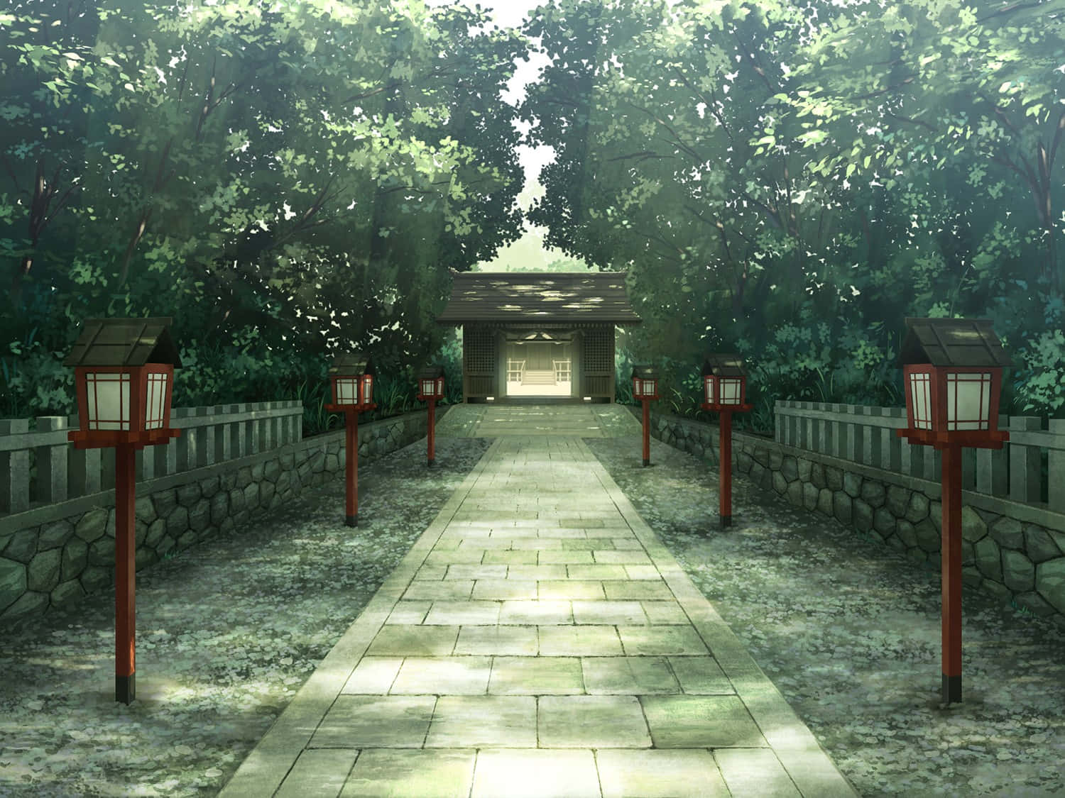 Anime-park med lyktelys og helligdom Bakgrunner