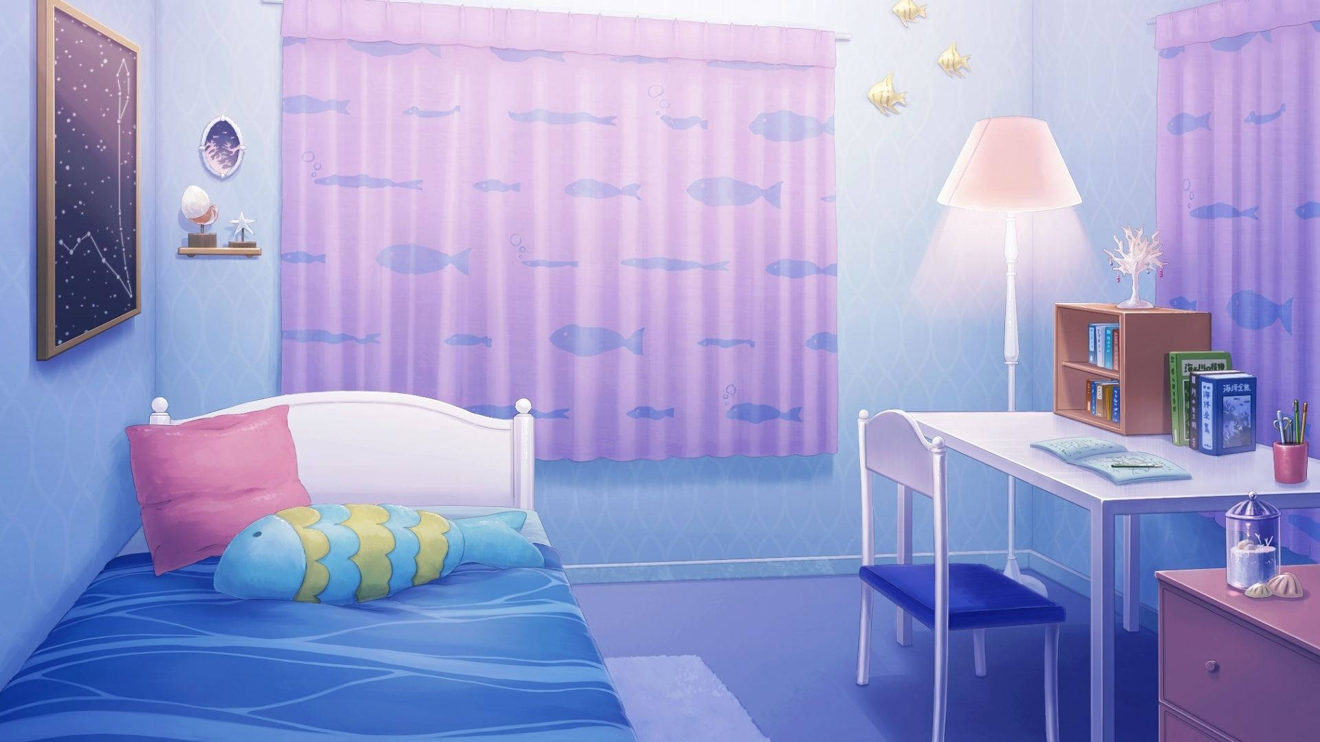 Anime rom med hav-tema Bakgrunner