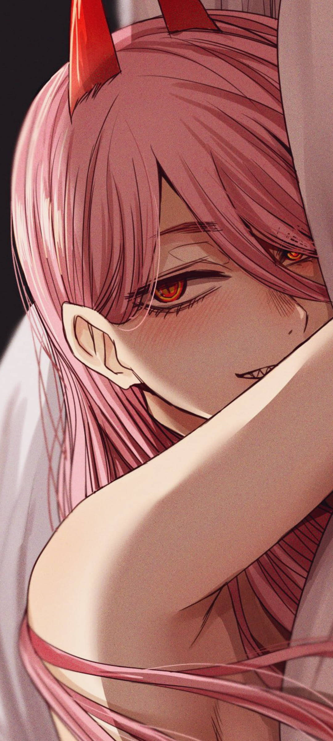 Anime Rosa Baddie Med Horn Bakgrunner