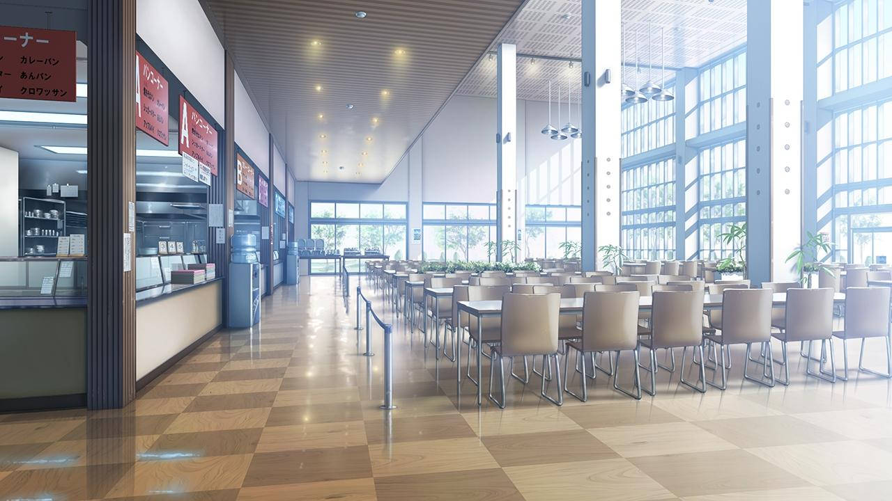 Anime skolelandskap høyskolekafeteria Bakgrunner
