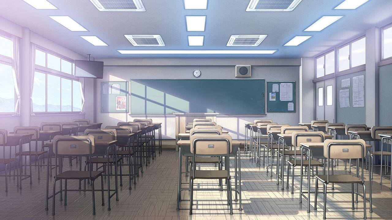 Anime skolelandskap tomt klasserom Bakgrunner