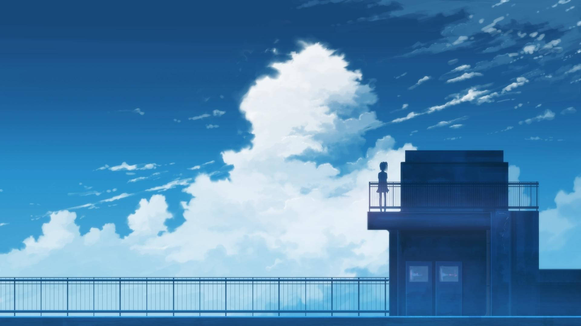 Anime skolelandskap elev på taket Bakgrunner