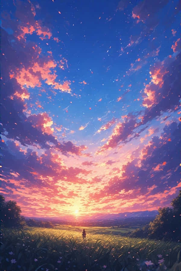 Anime solnedgang landlig landskap drømmeaktig levende 4K Bakgrunner