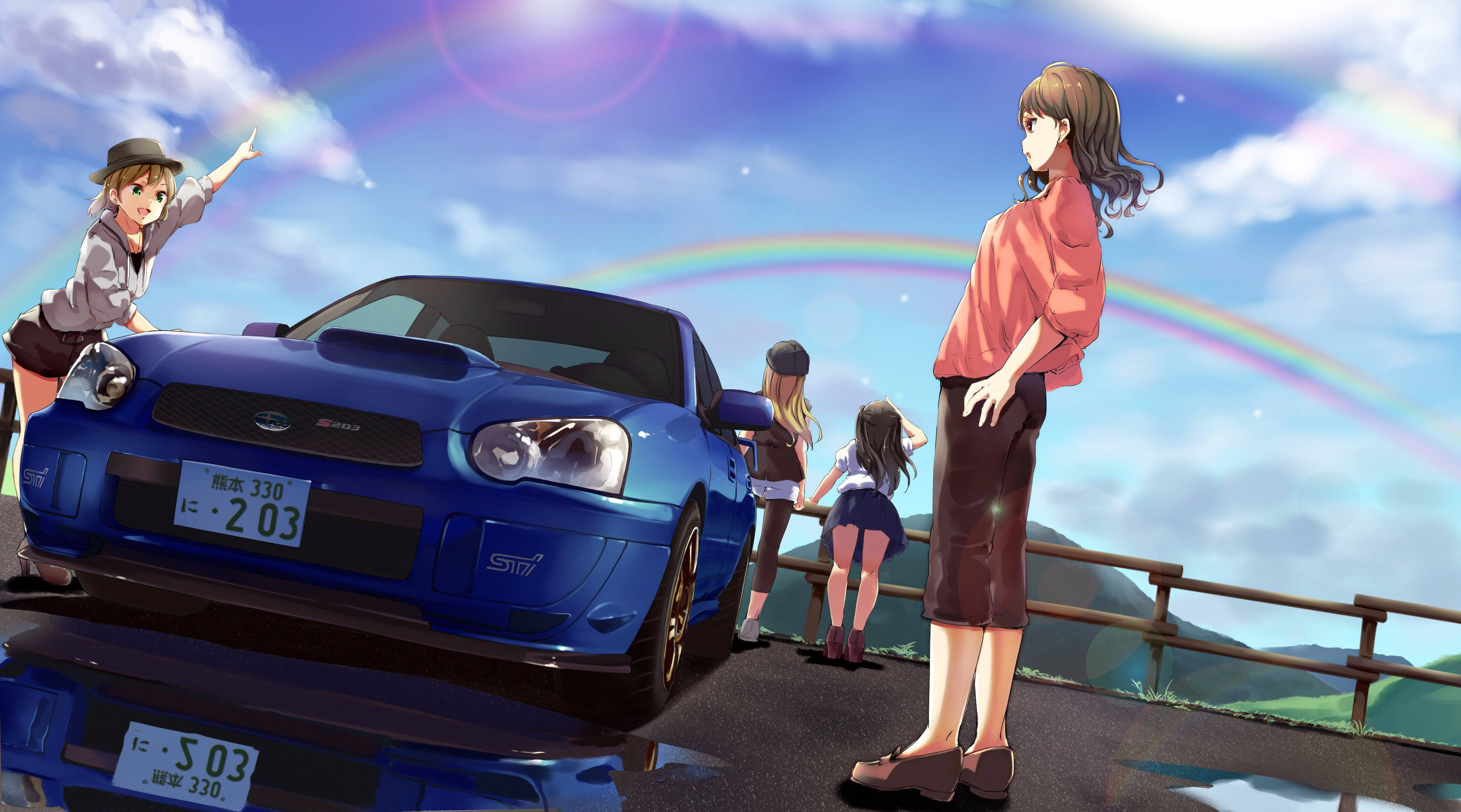 Anime-stil Subaru WRX i drifting Bakgrunner