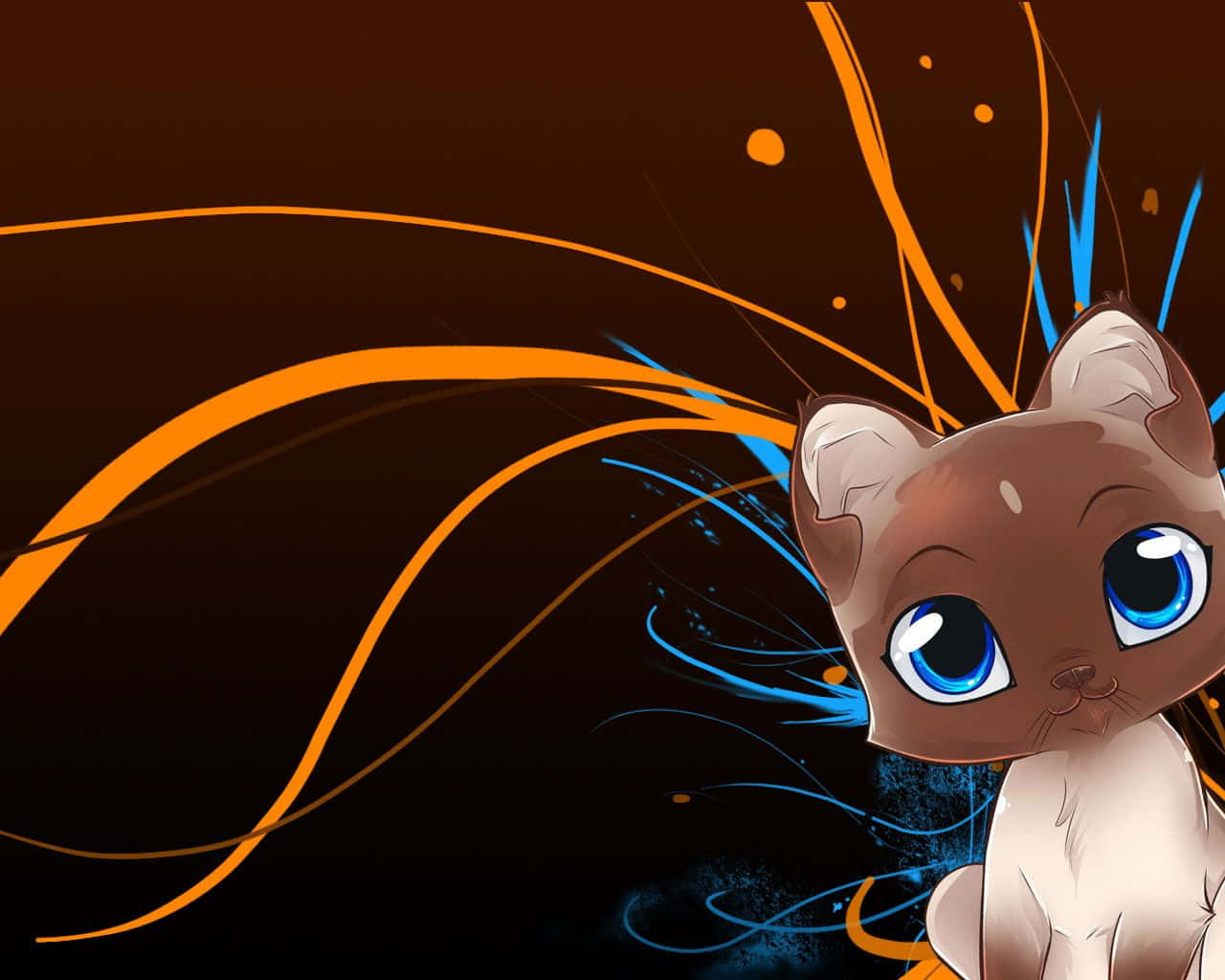 Anime Tegneserie Søt Brun Katt Bakgrunner