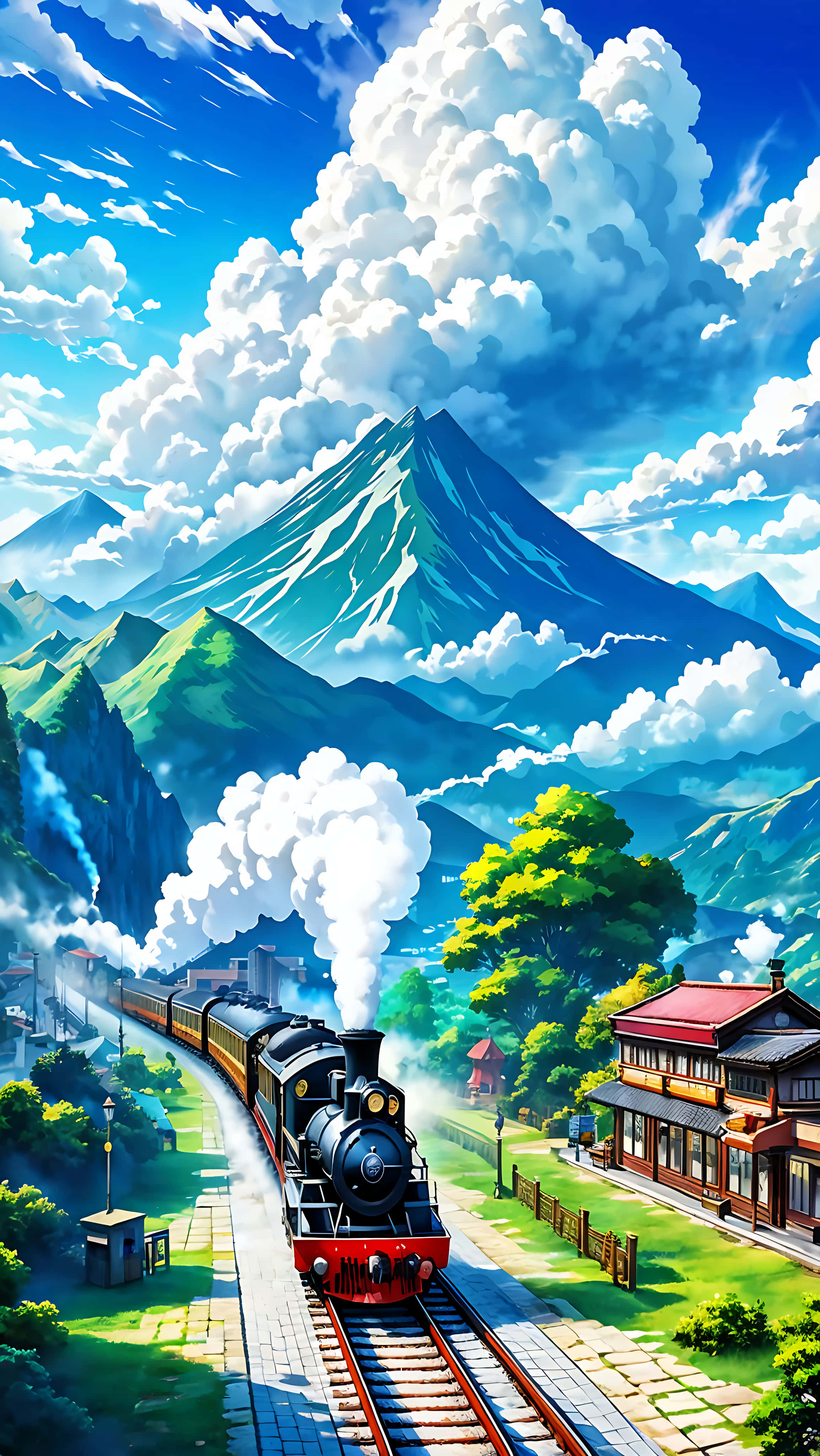 anime tog natur lofi bakgrunner