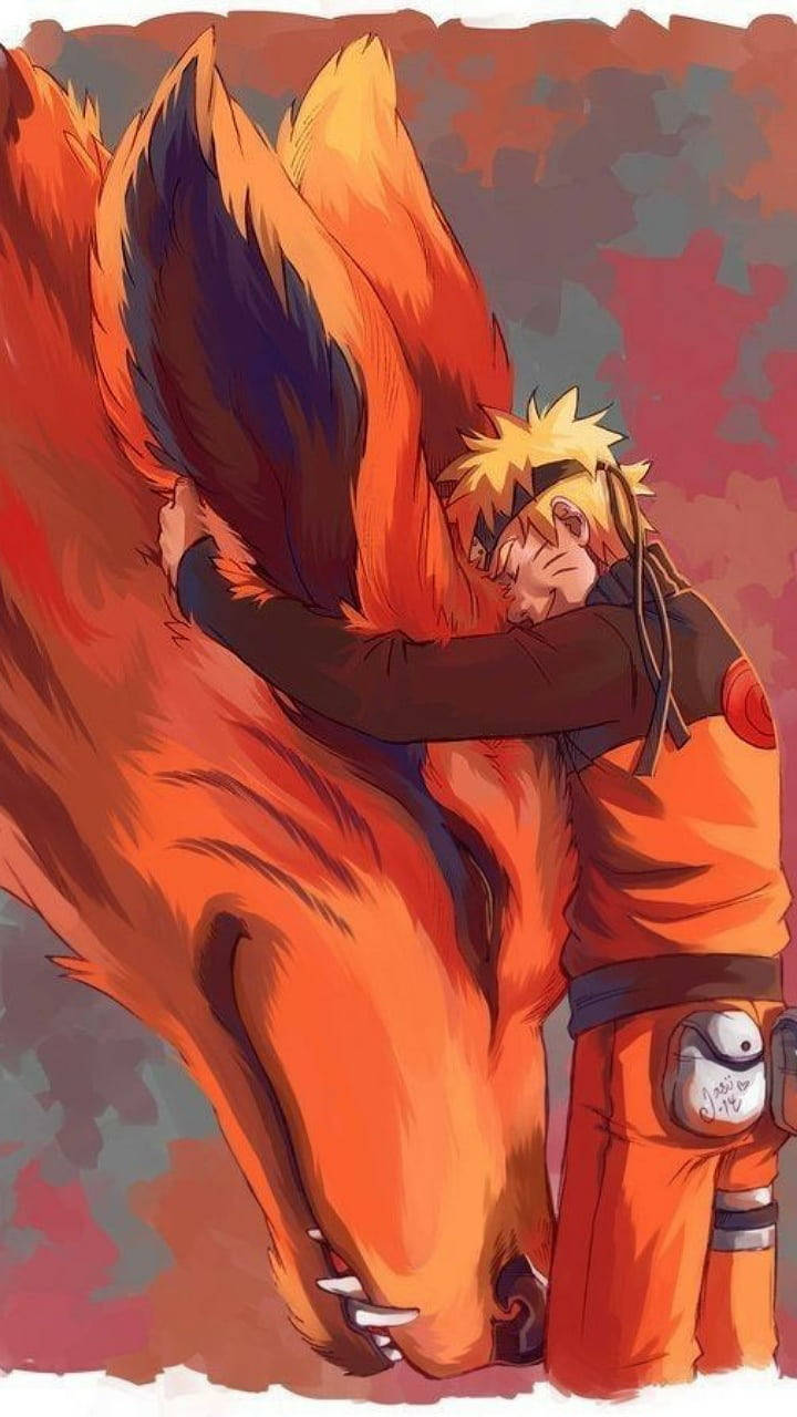 Anime Uzumaki som klemmer Naruto Kurama Bakgrunner