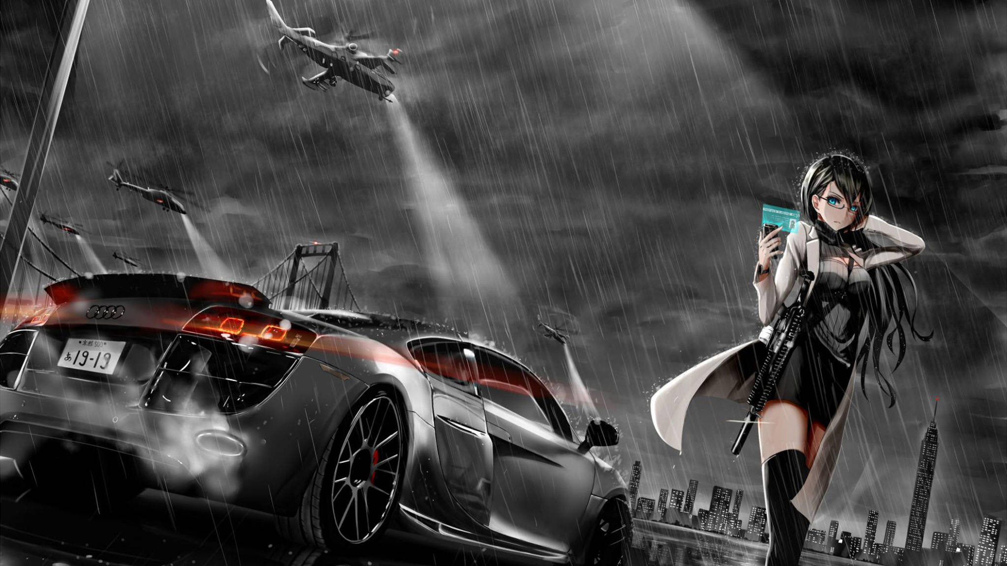 Animebil Sølv Audi R8 Bakgrunner