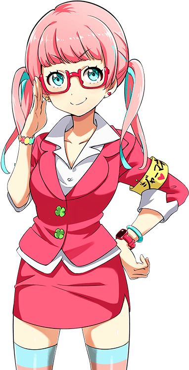 Animefigur med rosa hår og briller Bakgrunner
