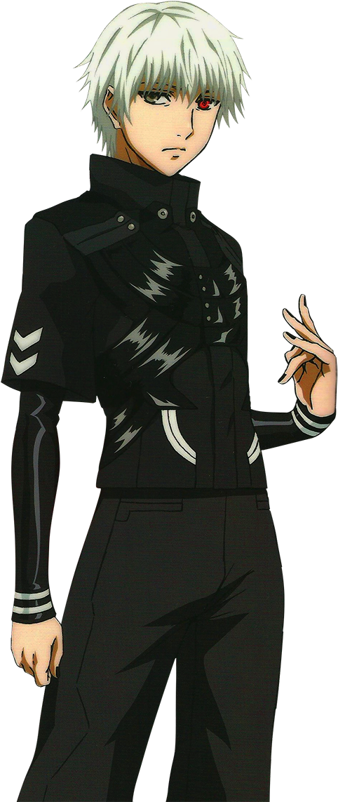 Animefigur med sølvfarget hår og svart uniform Bakgrunner