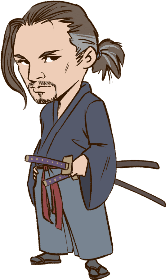 Animeinspirert samuraifigur Bakgrunner