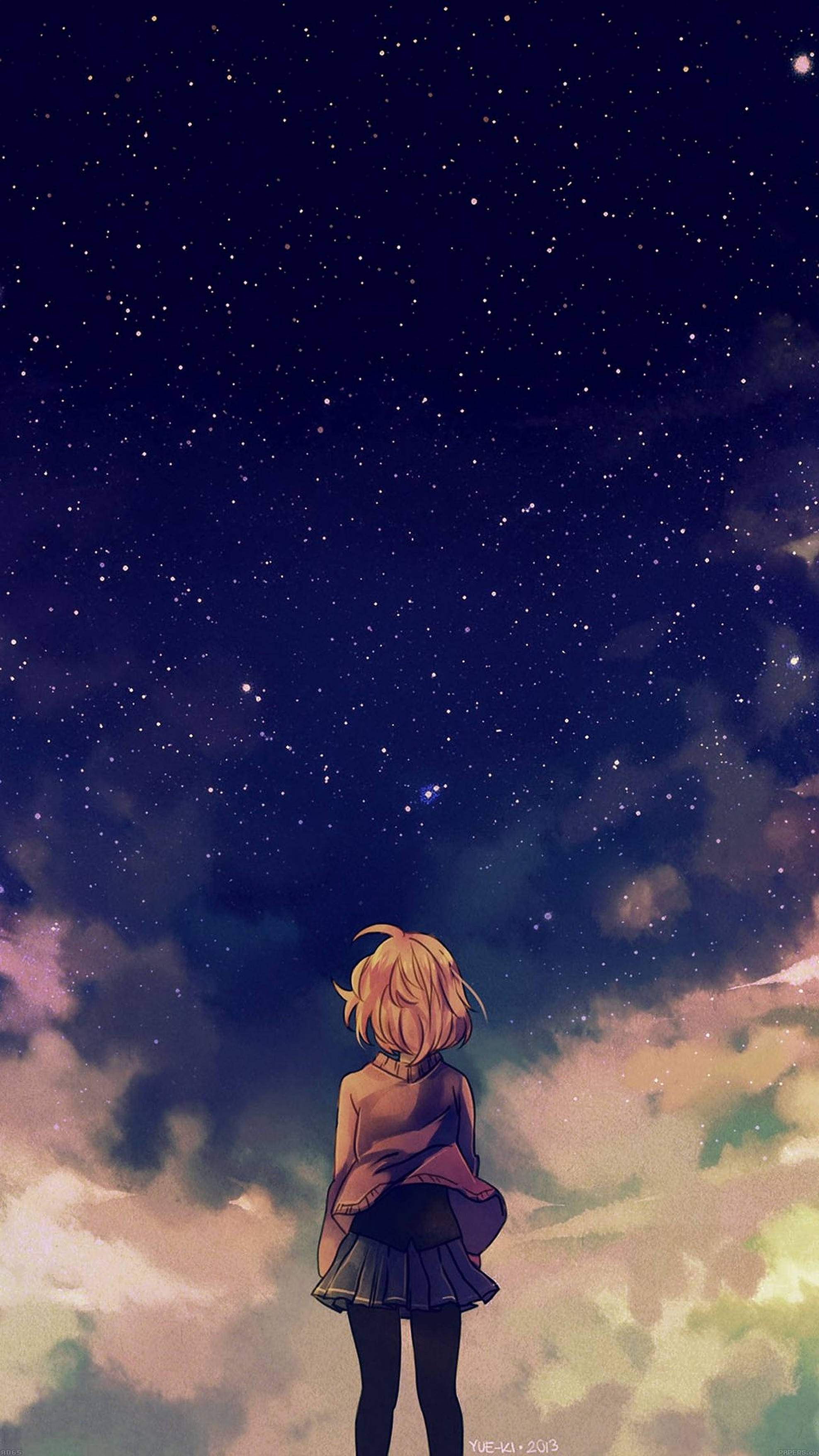 Animejente Stjernehimmel iPhone Bakgrunner