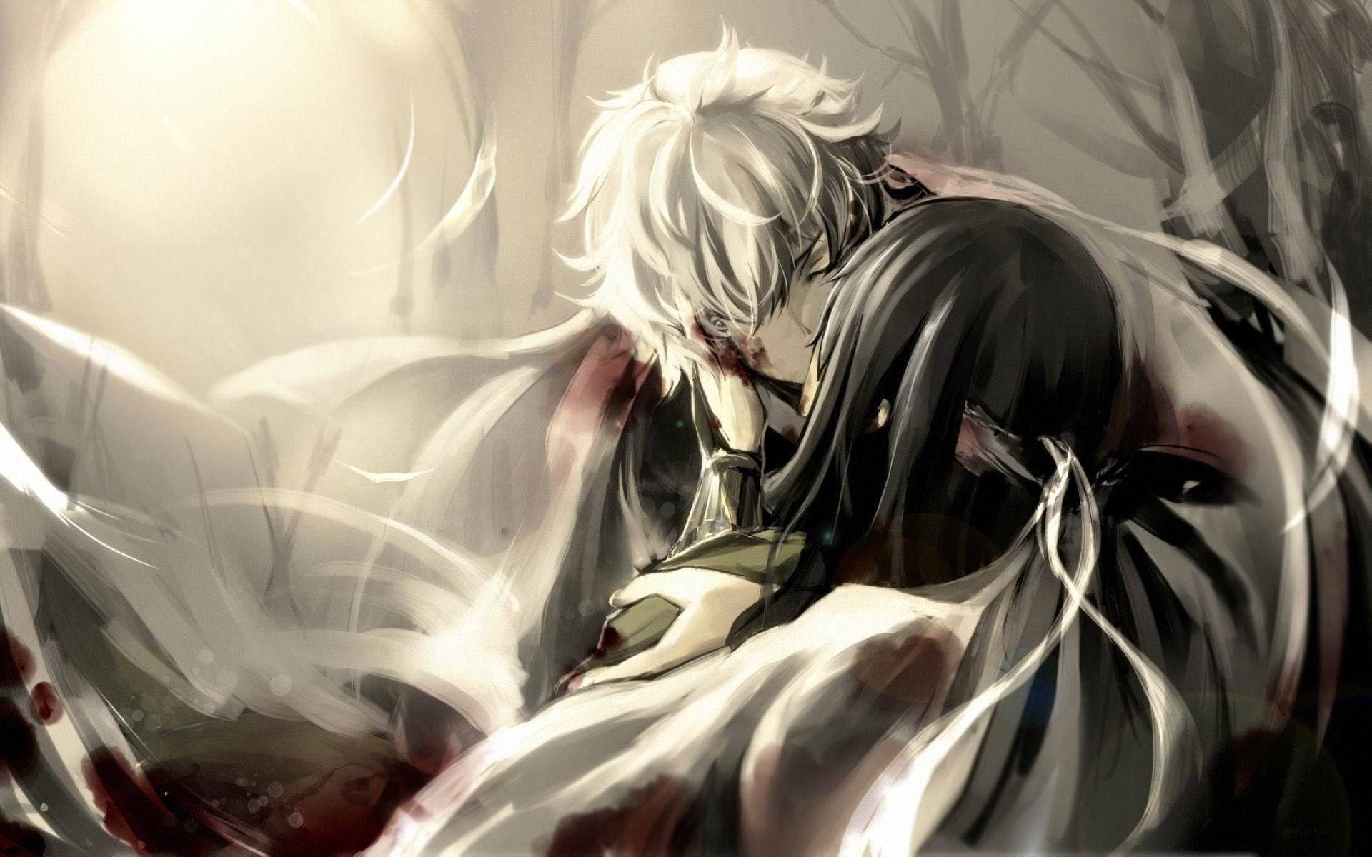Animepar kysser og klemmer Bakgrunner