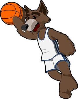 Animert basketballspillende ulv Bakgrunner