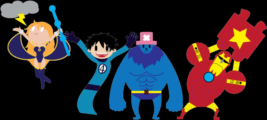 Animerte crossoverfigurer på rekke Bakgrunner